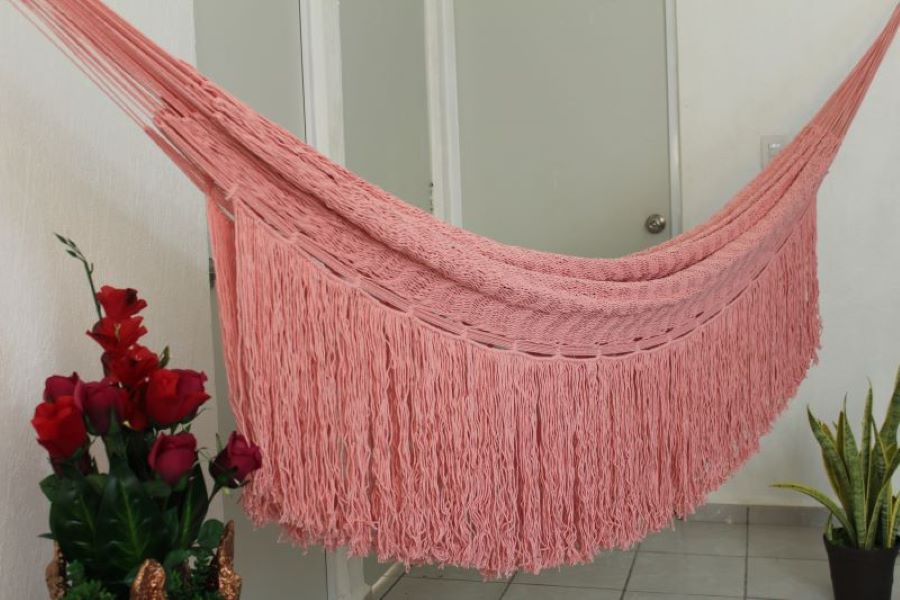 Hamaca de Algodón Modelo Tulum Color Rosa.