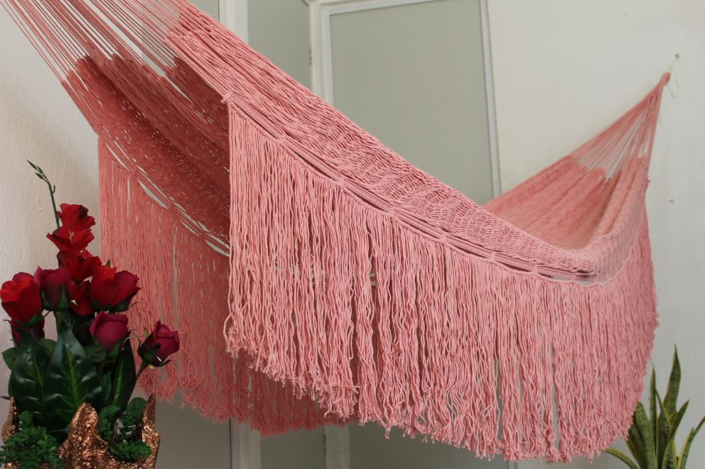 Hamaca de Algodón Modelo Tulum Color Rosa.