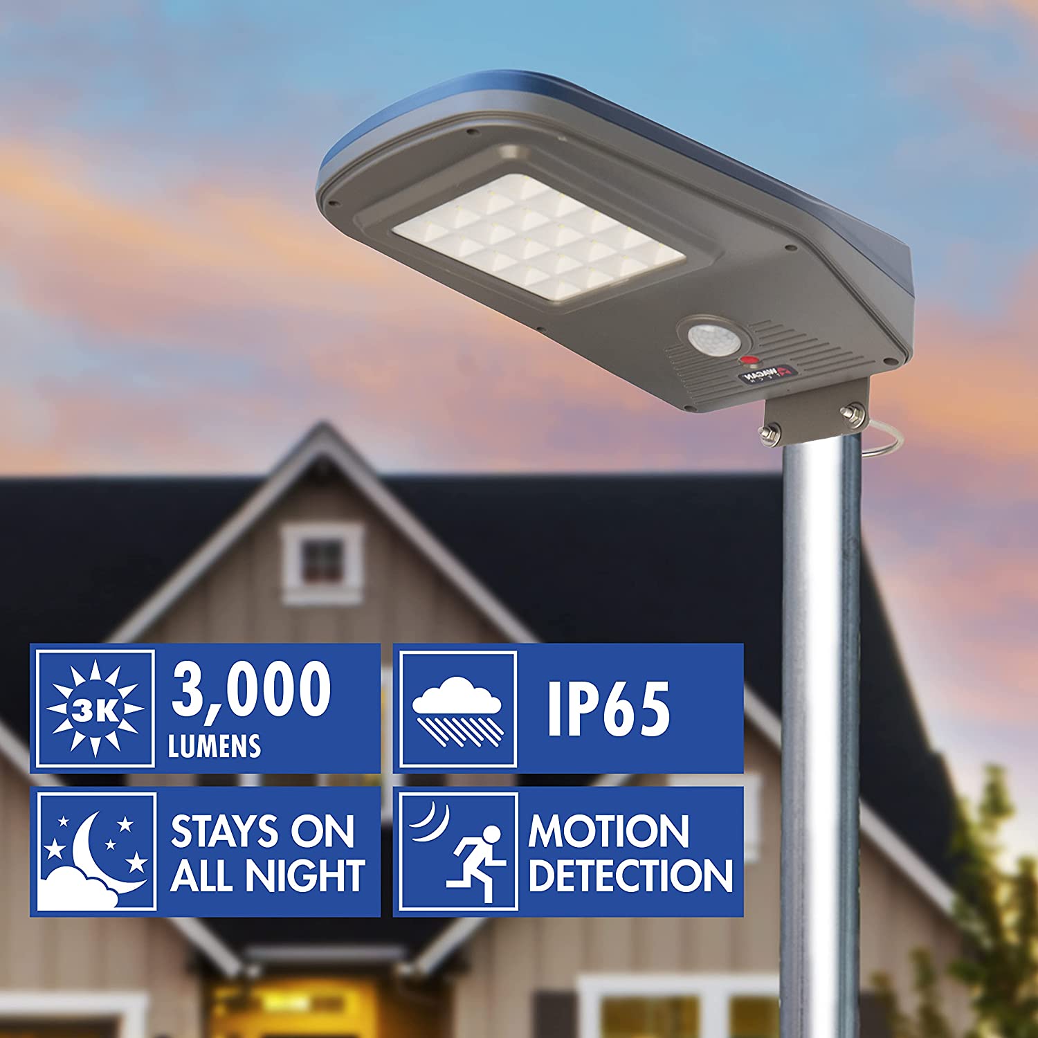 Lámpara solar de 3000 lúmenes con control remoto y sensor de movimiento Wagan Tech 8591