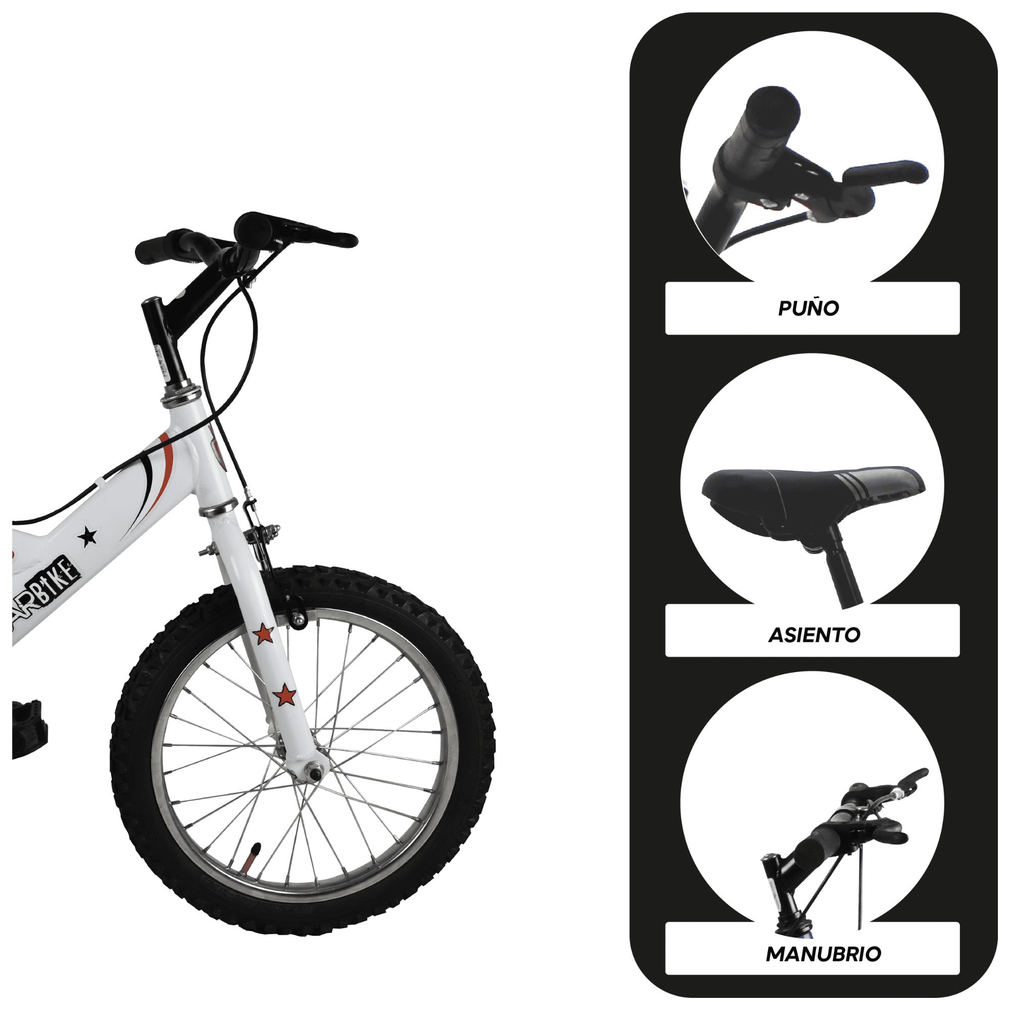 Bicicleta Monk Starbike Rodada 16 De Niño 1 Velocidad C/rda Blanco