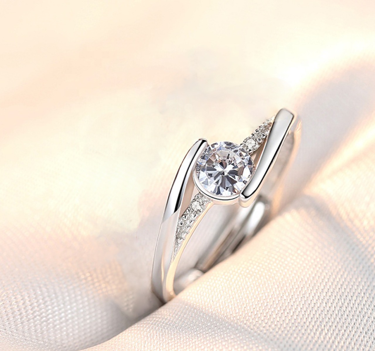 Anillo De Compromiso Plata 925 Ajustable | Amor + Estuche