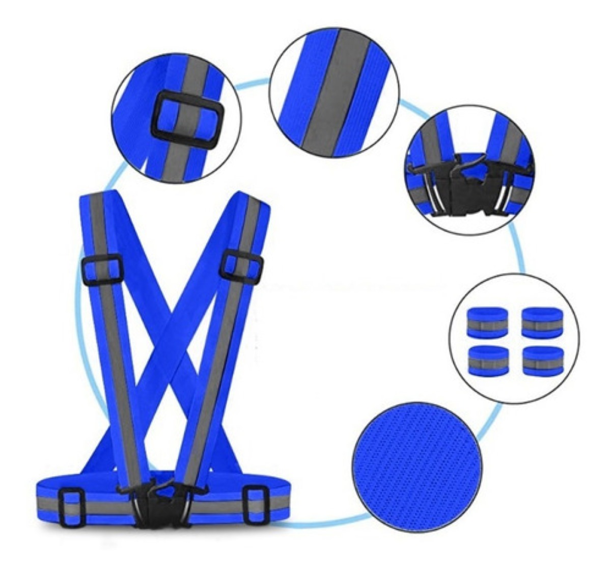 Chaleco Arnes Reflejante De Seguridad Azul Rey