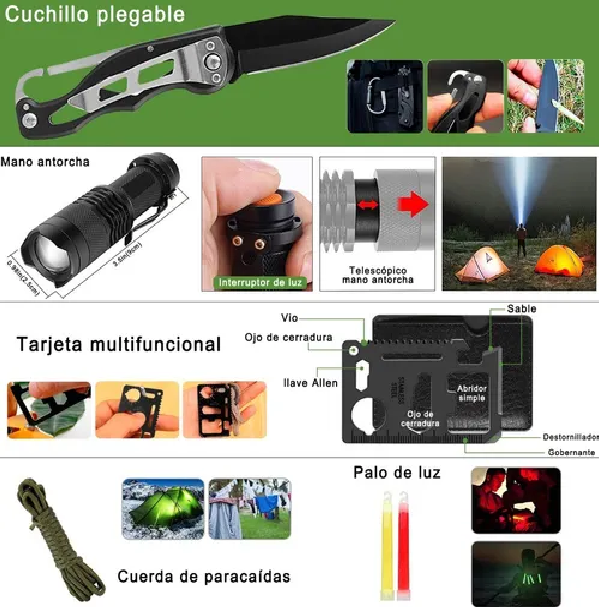 Kit Emergencia Para Camping Portátil Completo