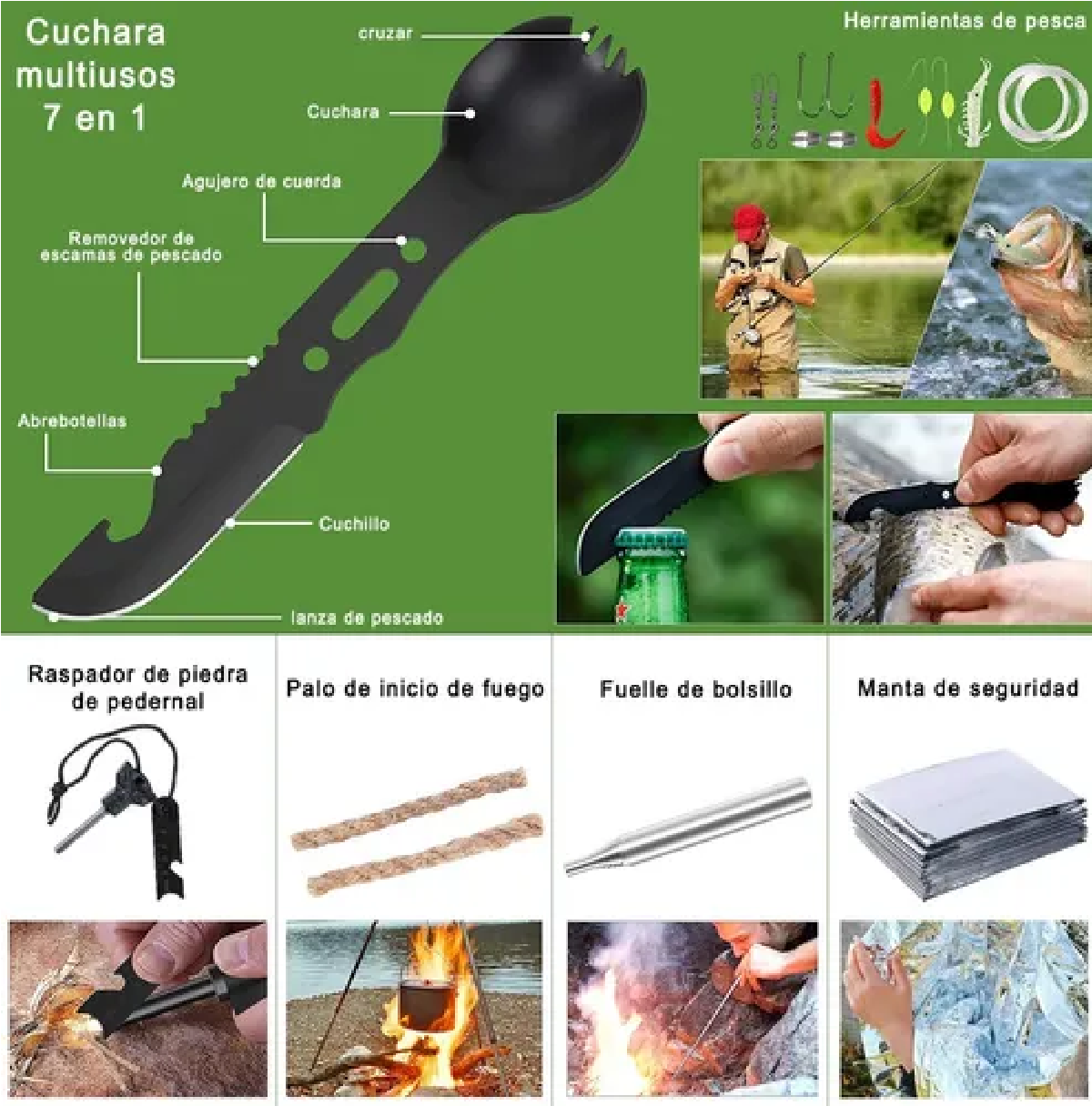 Kit Emergencia Para Camping Portátil Completo