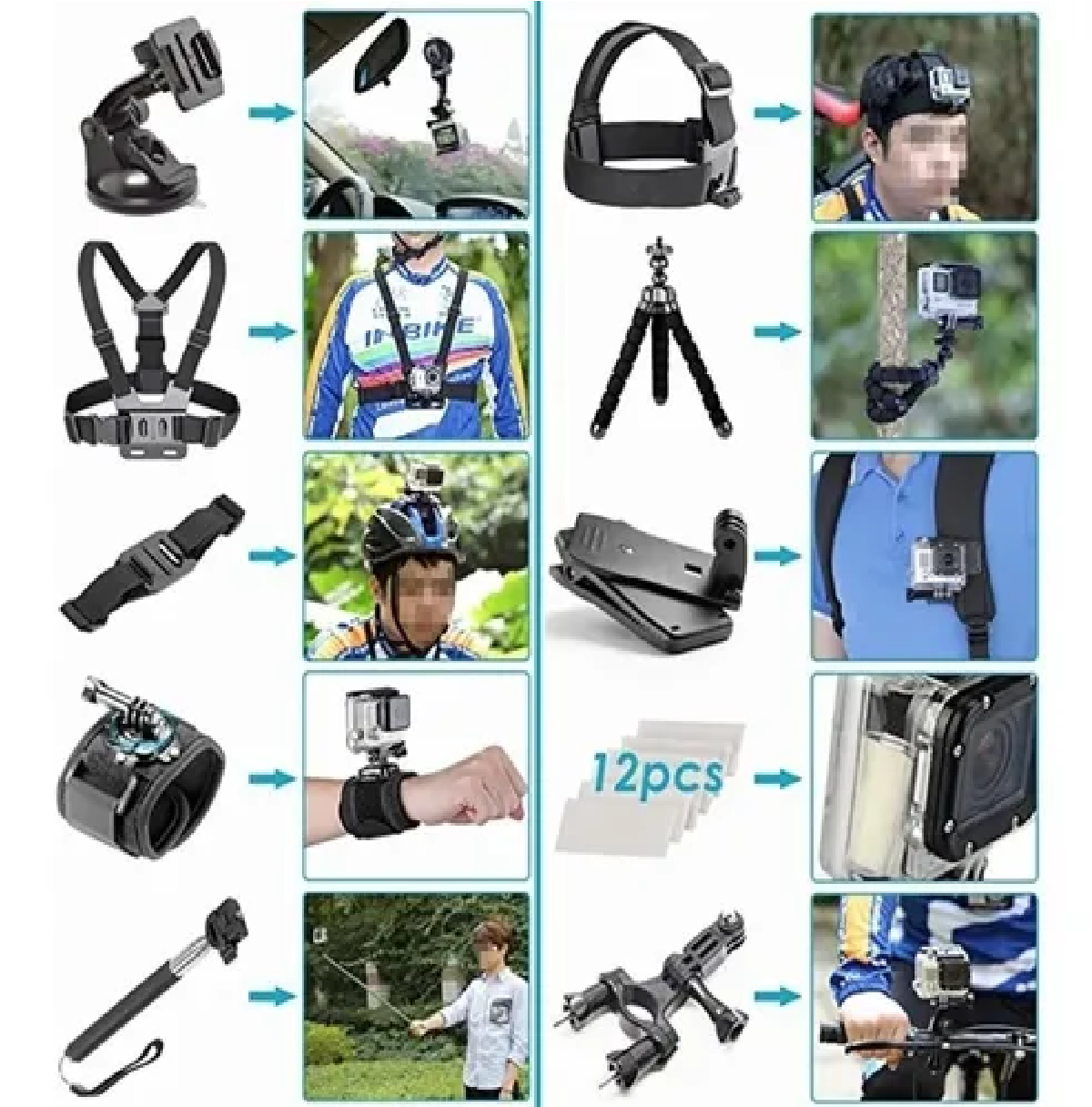 Kit De Accesorios Cámara De Acción 50 En 1 Para Gopro Héroe