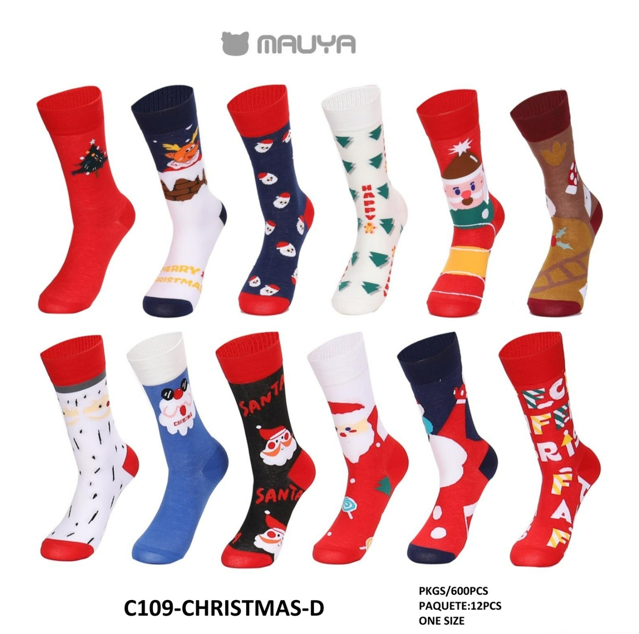 Calcetines Navideños Largos Paquete de 5 Pares
