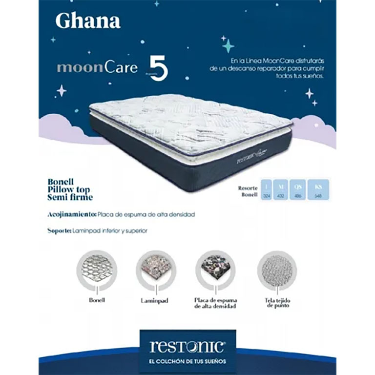 Colchon Individual Restonic De Colchoneta Ghana Moon Care