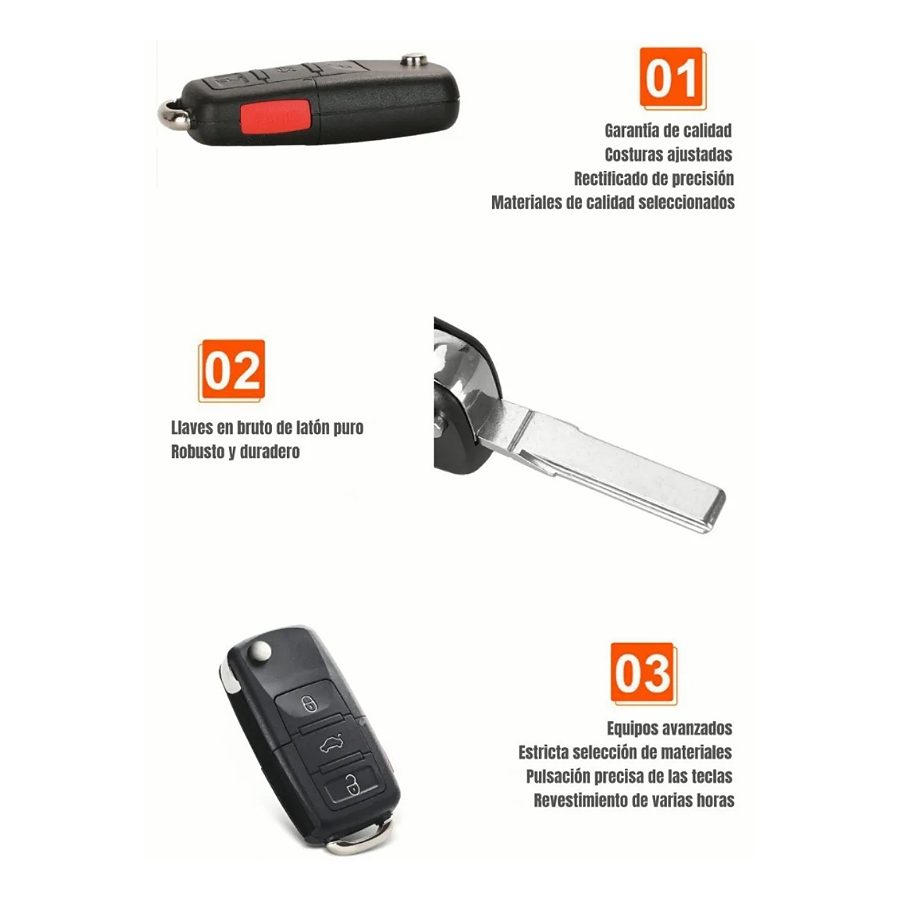 Carcasa Llave Control Para Vw B5 Jetta Golf Polo 3 Botones