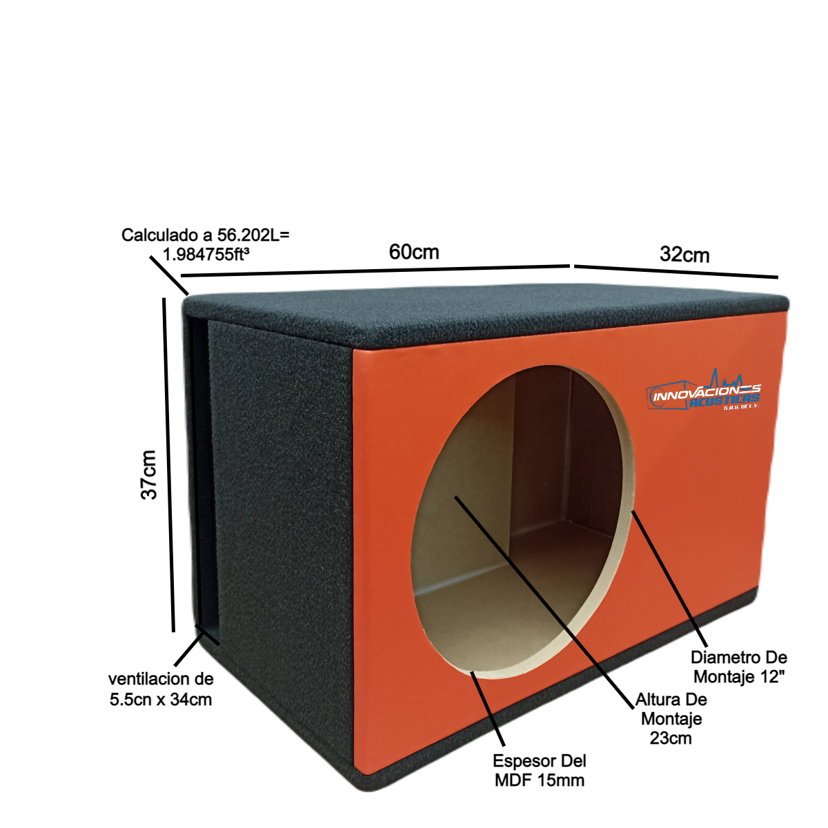 Cajon Para Un Woofer De 12 Pulgadas Ventilado Tipo Laberinto