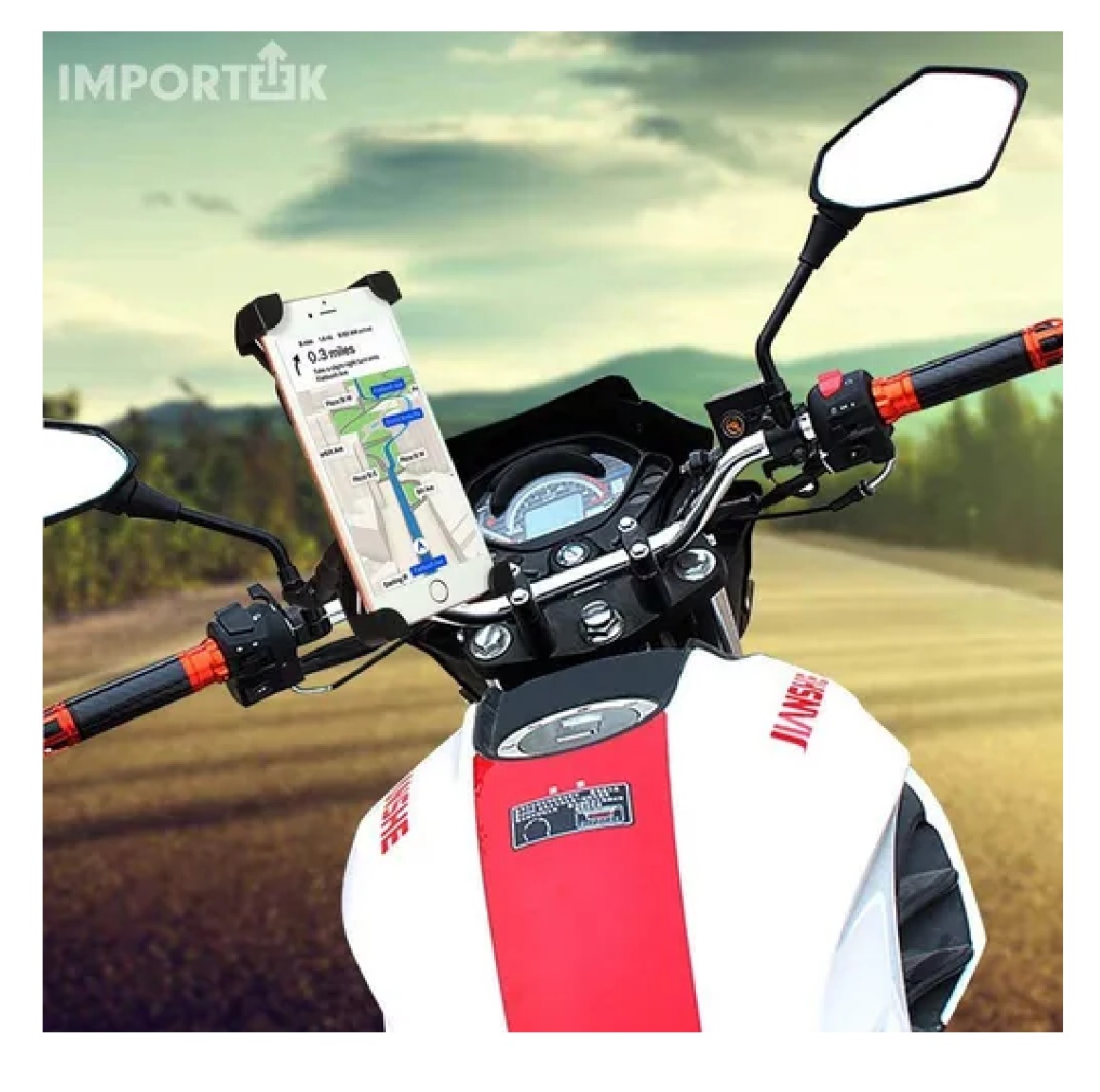 Soporte Abrazadera Porta Celular Cargador Usb Universal Moto