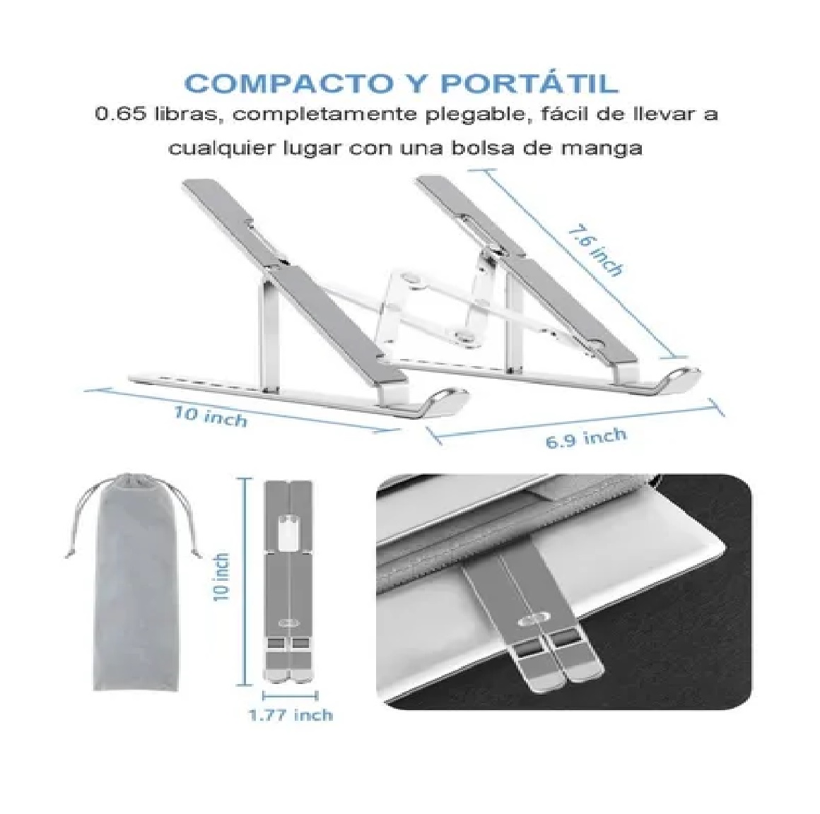 Base Soporte Para Laptop De Aluminio, Plegable, Portátil