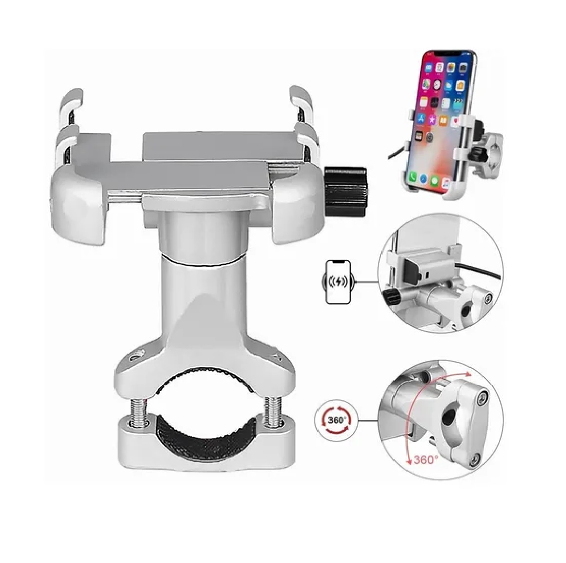 Soporte Base Porta Celular Moto 360º Magnetico Cargador Usb