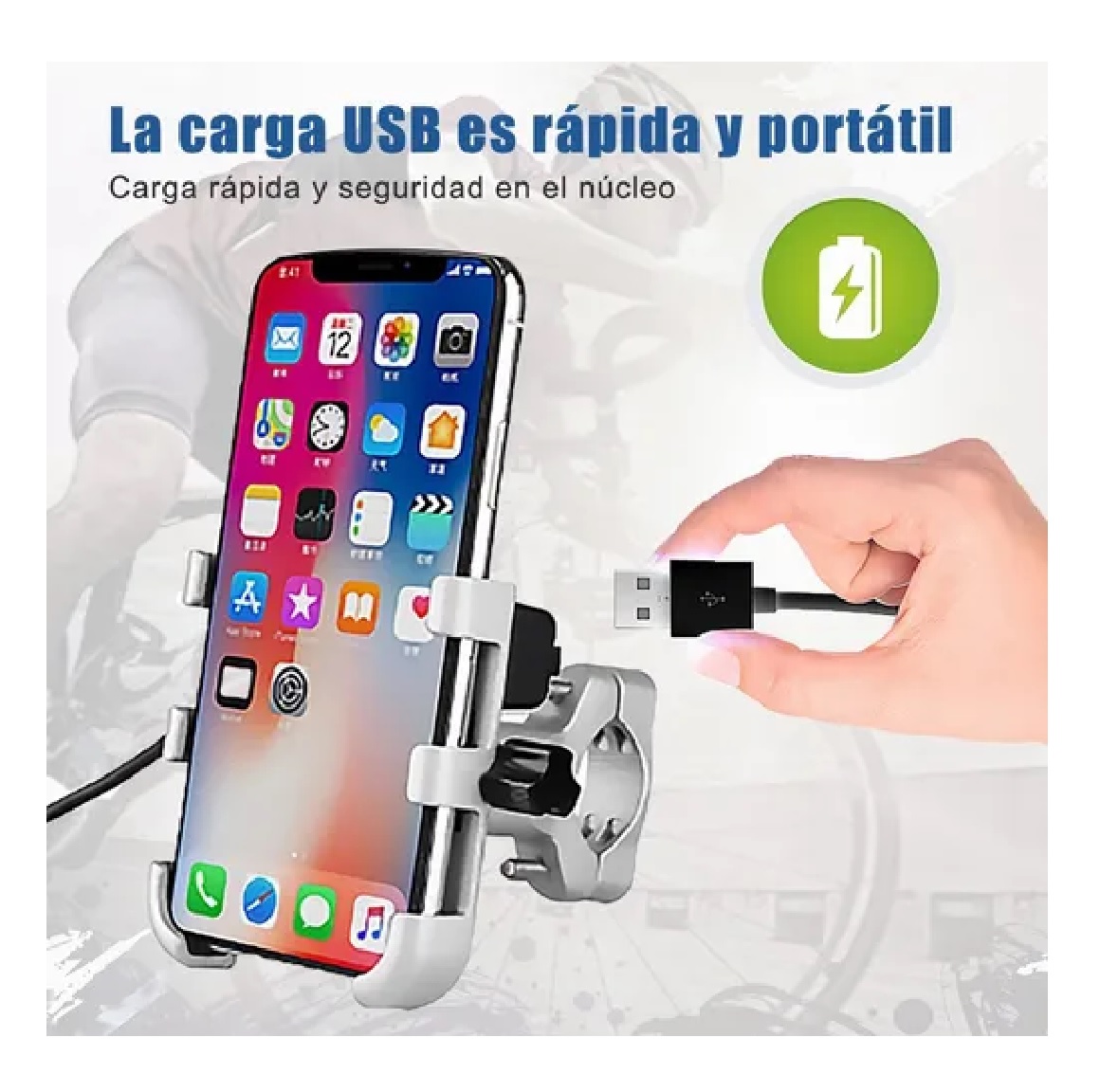 Soporte Base Porta Celular Moto 360º Magnetico Cargador Usb