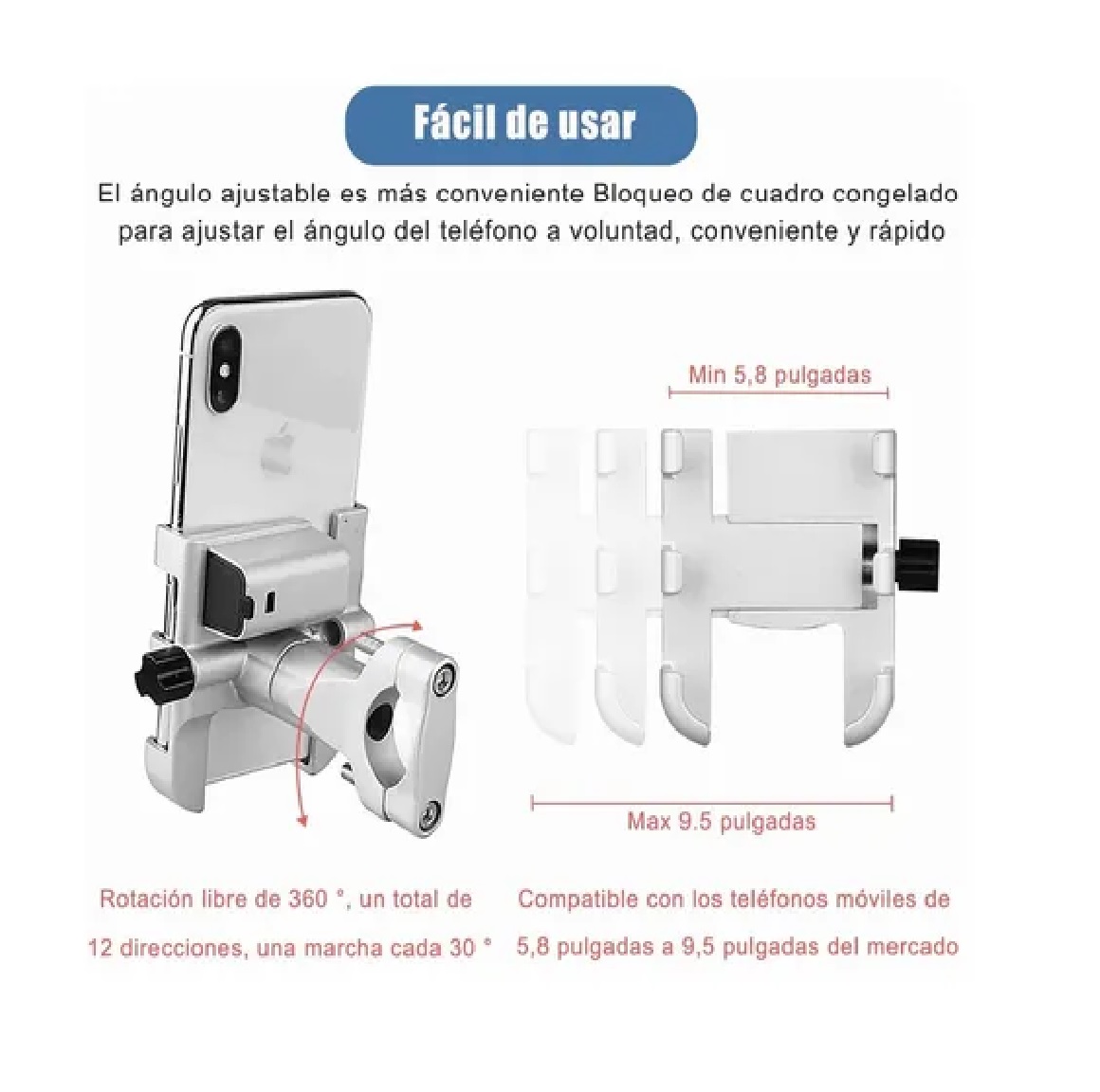 Soporte Base Porta Celular Moto 360º Magnetico Cargador Usb