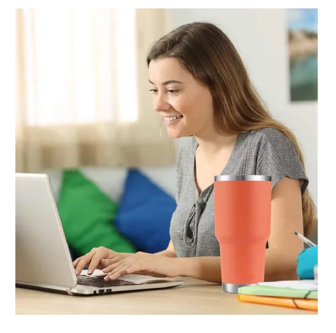 Taza Térmica De Acero Inoxidable De 30 Oz Naranja