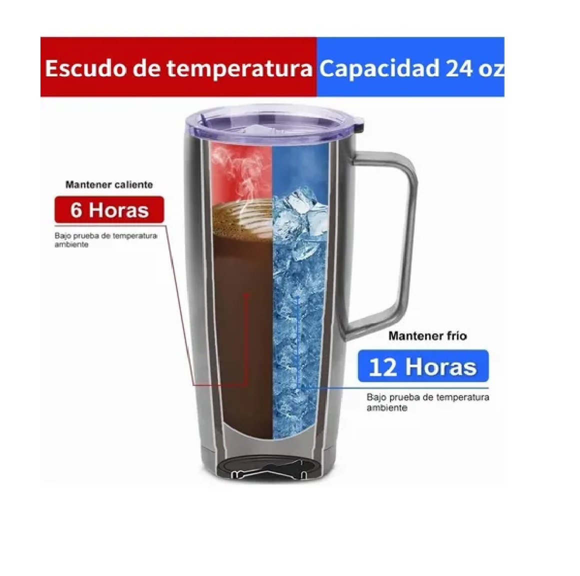 Termo De 24oz Portátil Con Calor Y Frío Oro Rosa