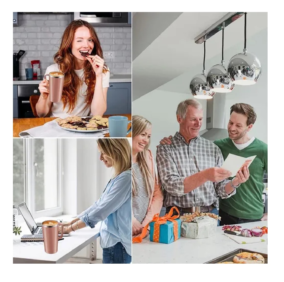 Termo De 24oz Portátil Con Calor Y Frío Oro Rosa