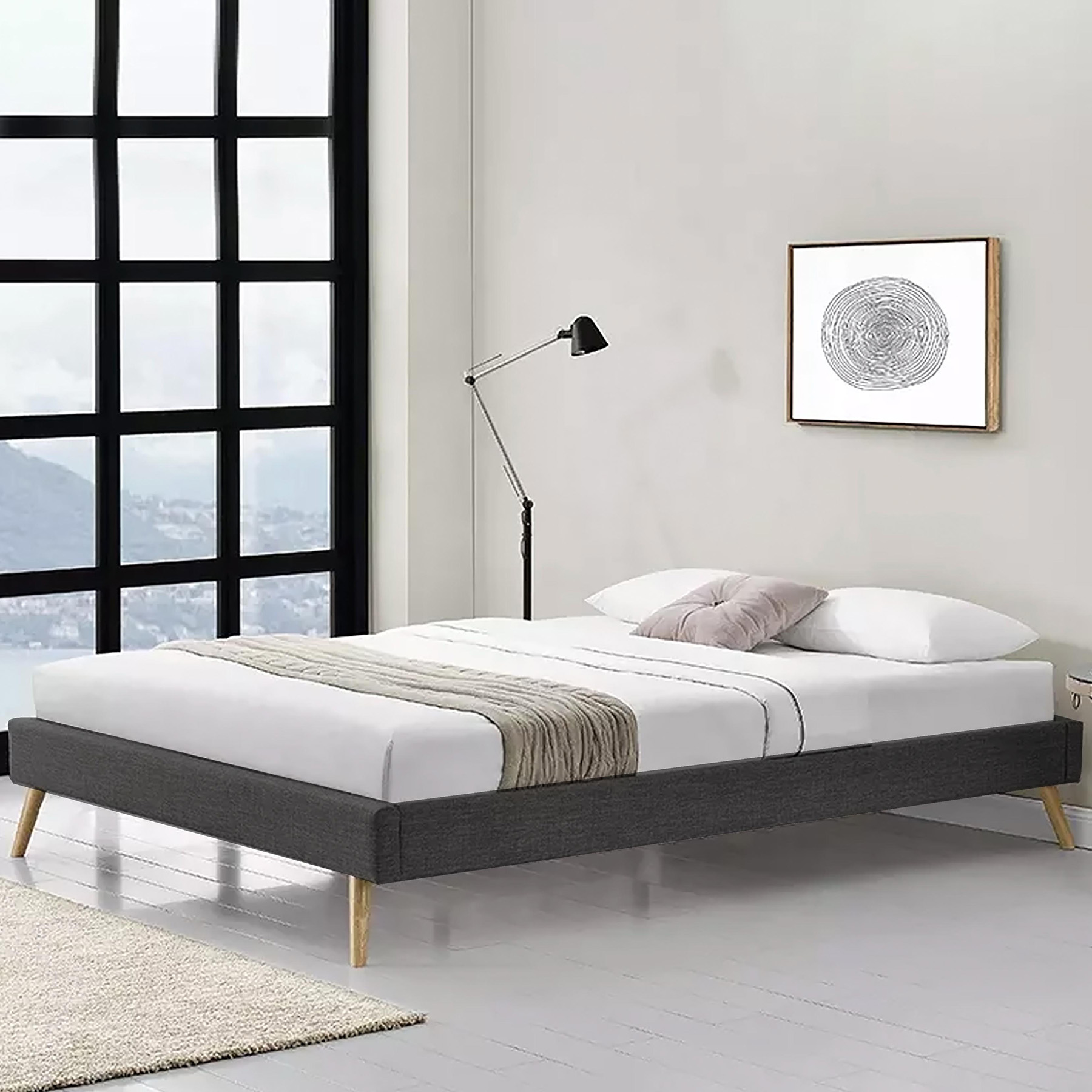 Luft And Drom, Base De Cama Diegrek Matrimonial Gris Obscuro