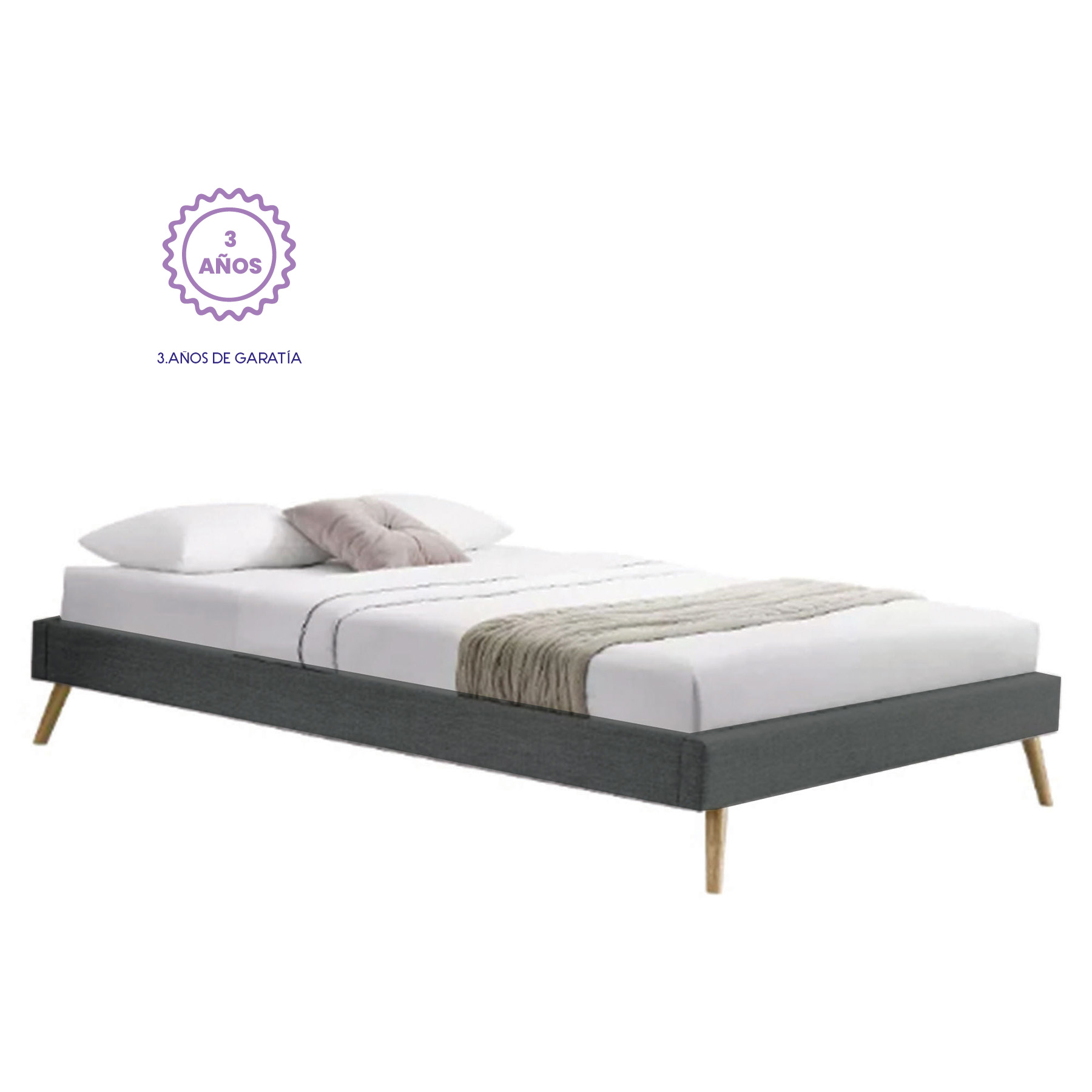 Luft And Drom, Base De Cama Diegrek Matrimonial Gris Obscuro