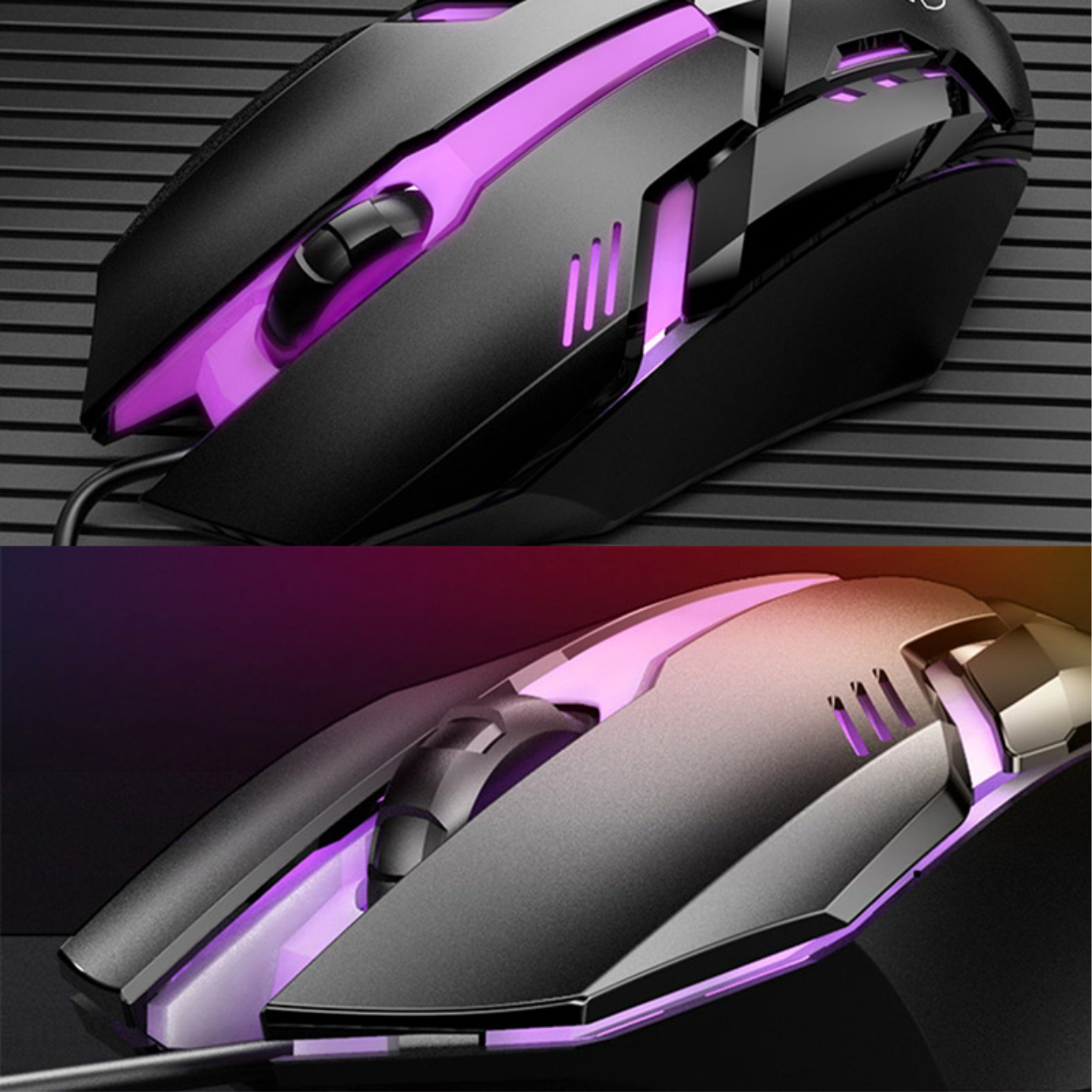 Mouse usb gamer ratón con Luz led diseño ergonomico sensor super sensible y estable universal RGB