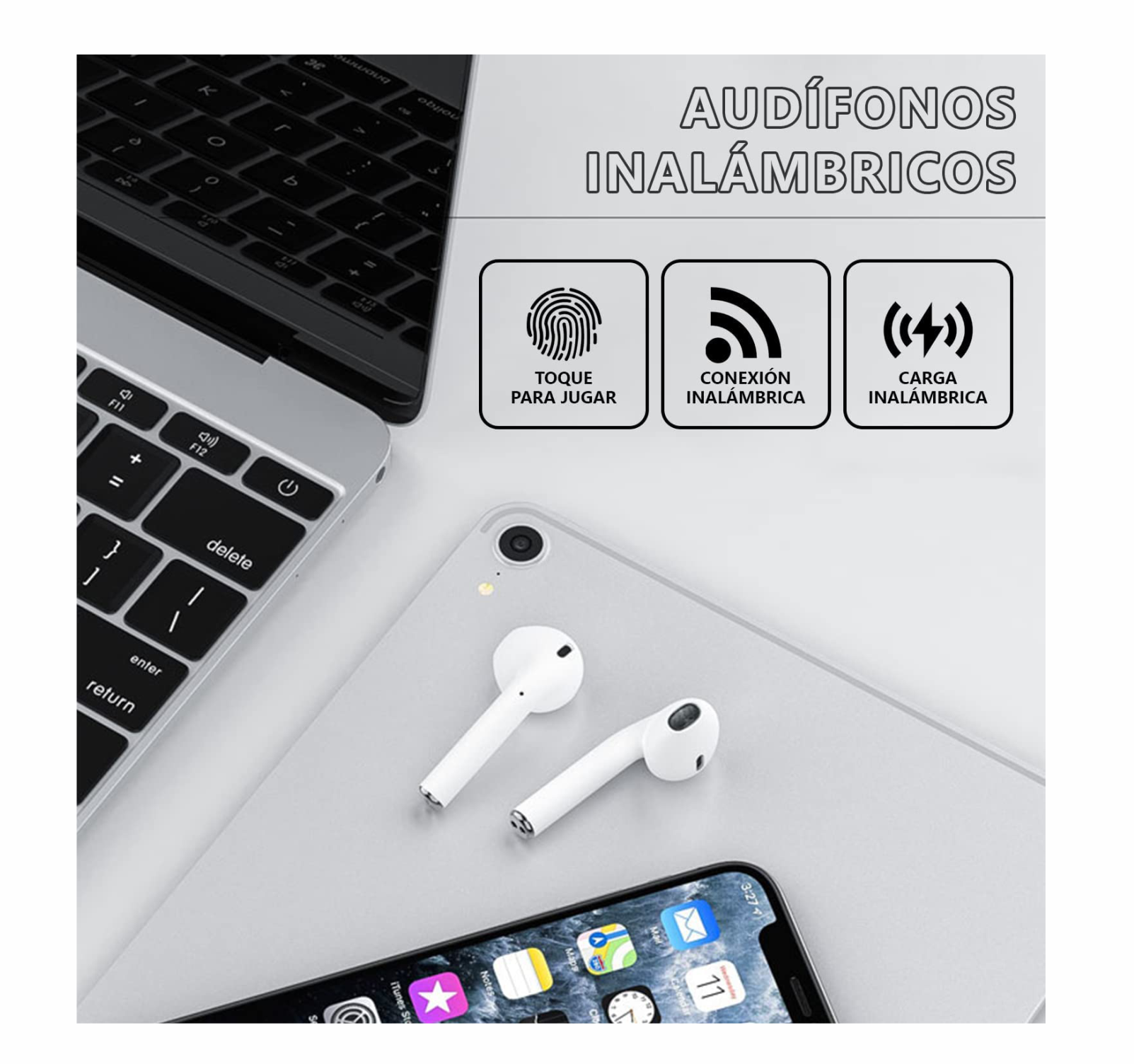 Audífonos inalámbricos bluetooth deportivos tipo airpods Bluetooth manos libres llamadas 