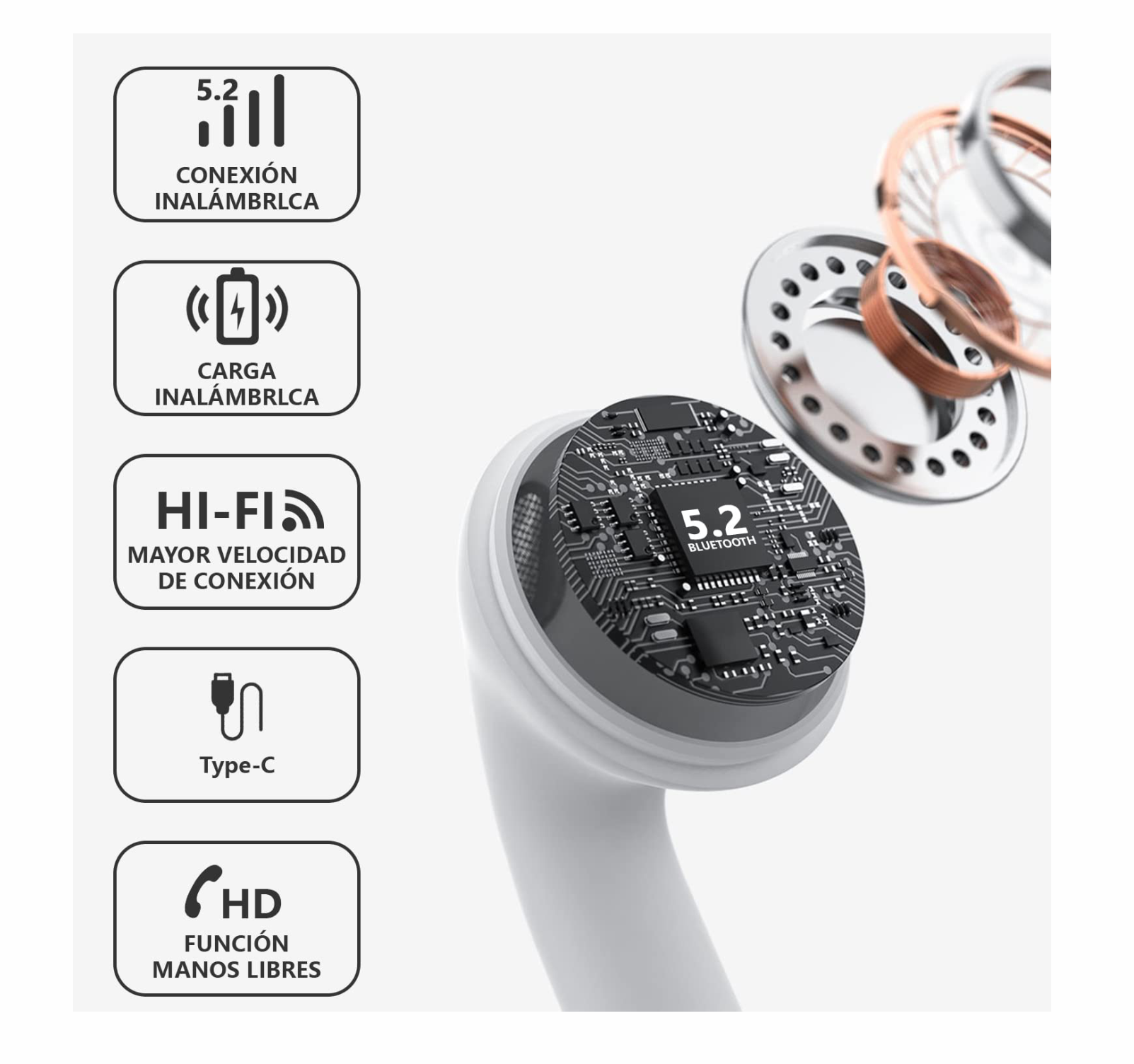 Audífonos inalámbricos bluetooth deportivos tipo airpods Bluetooth manos libres llamadas 