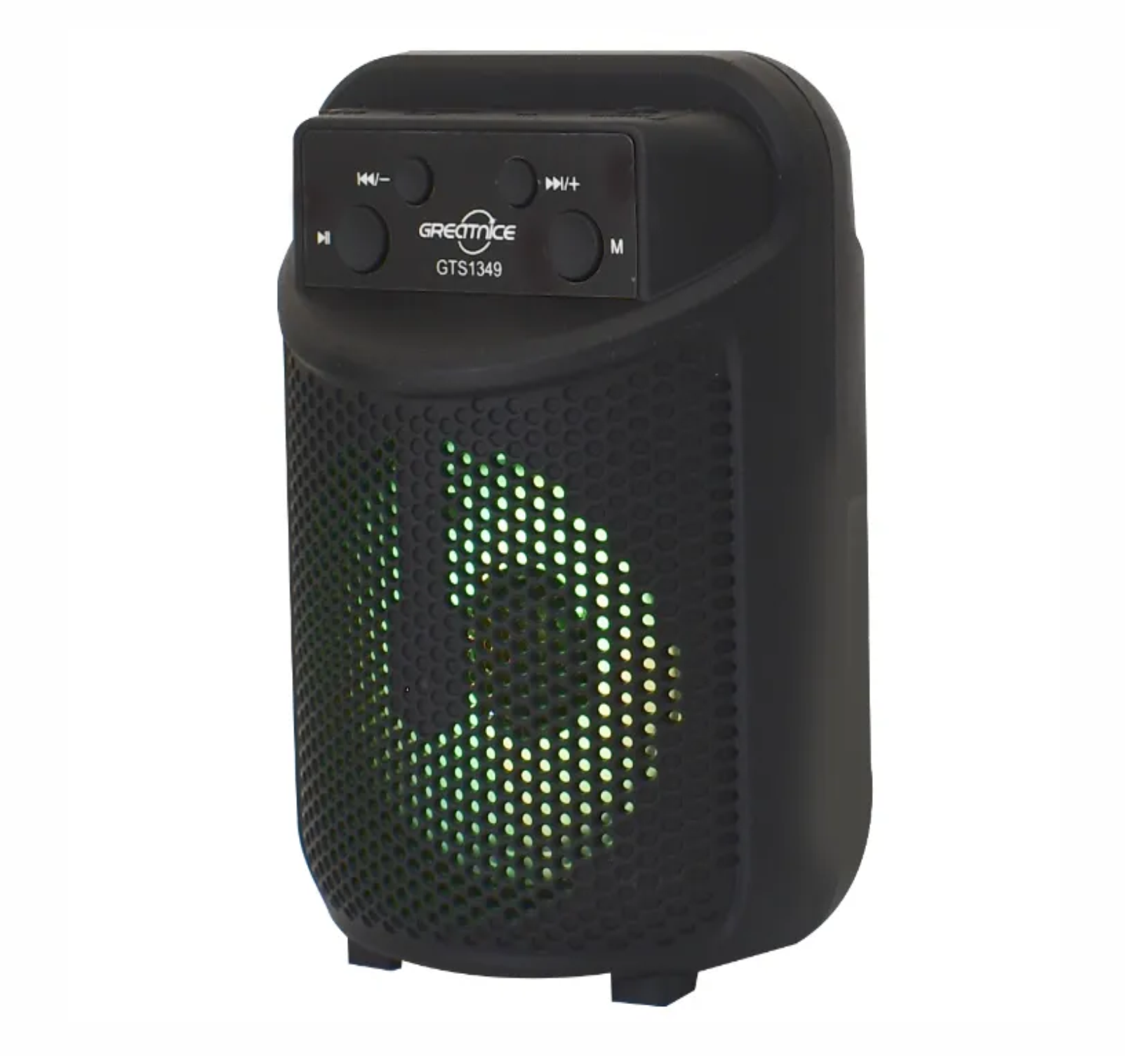 Mini bocina 3 pulgadas LED radio fm, usb y SD 1349 diseño compacto batería recargable calidad de audio con agarradera