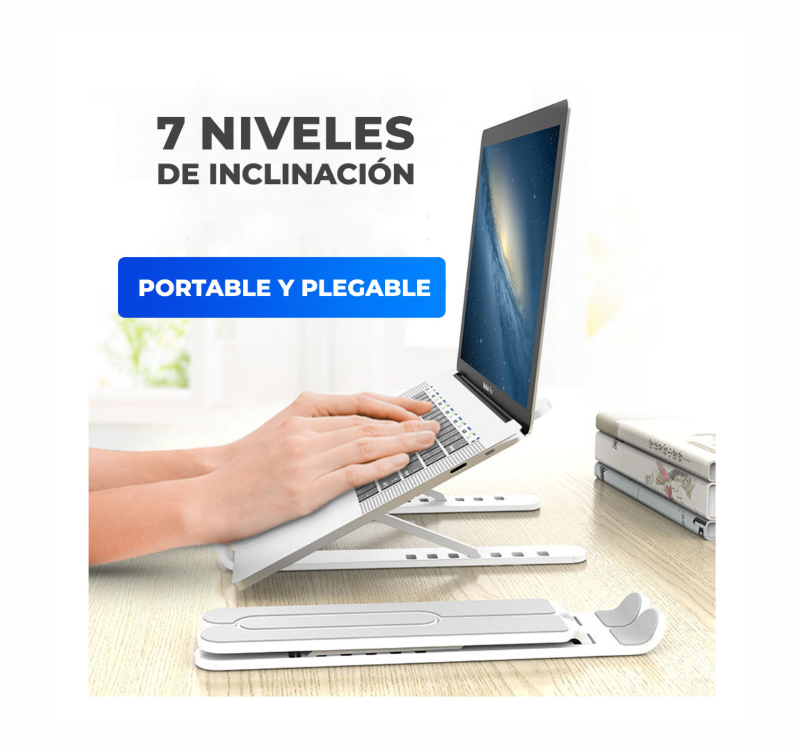 Soporte base para laptop plegable antideslizante altura ajustable ancho y alto Diseño ergonómico alta resistencia