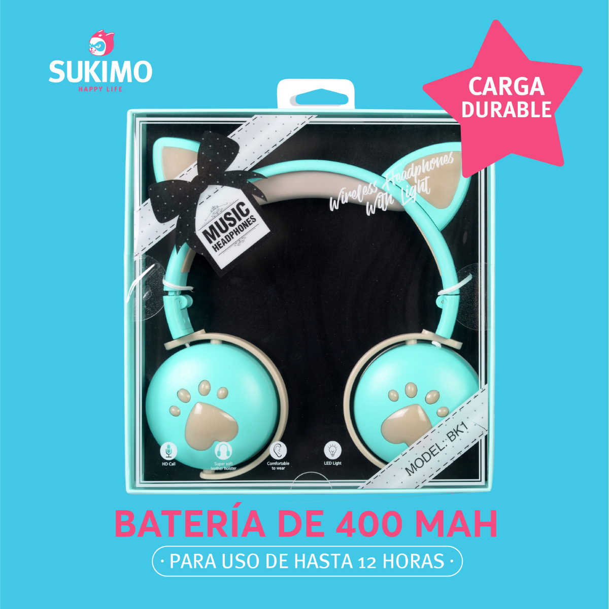 Audifonos Diadema Diseño De Gatito Niña 