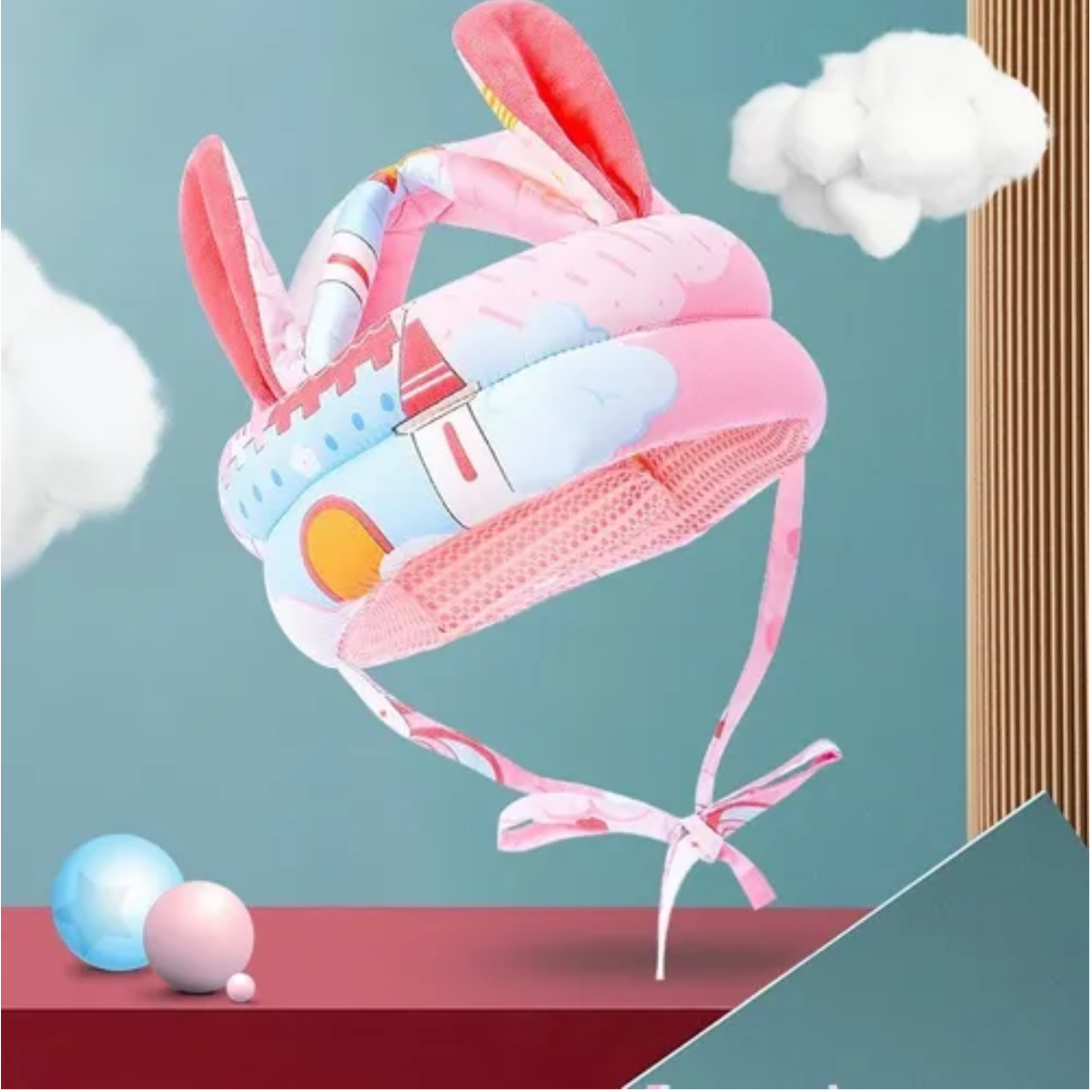 Casco Para Bebes Antigolpes Seguridad Bebes + Rodilleras Rosa