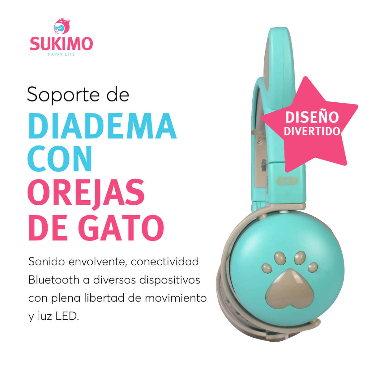 Audifonos Diadema Diseño De Gatito Niña 