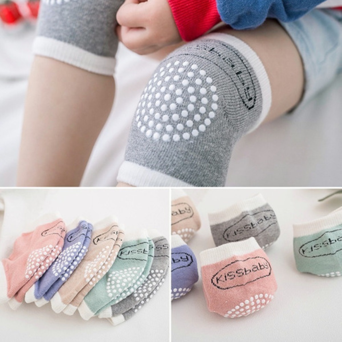 Casco Para Bebes Antigolpes Seguridad Bebes + Rodilleras Azul