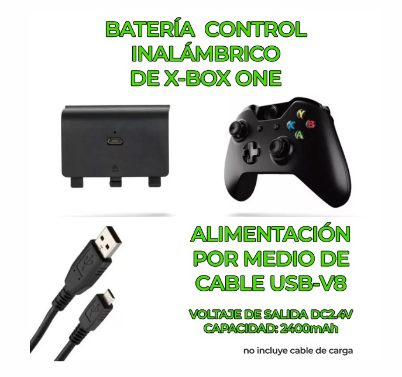 Batería recargable Xbox one Carga y juega compatible con xbox one 2400 mha