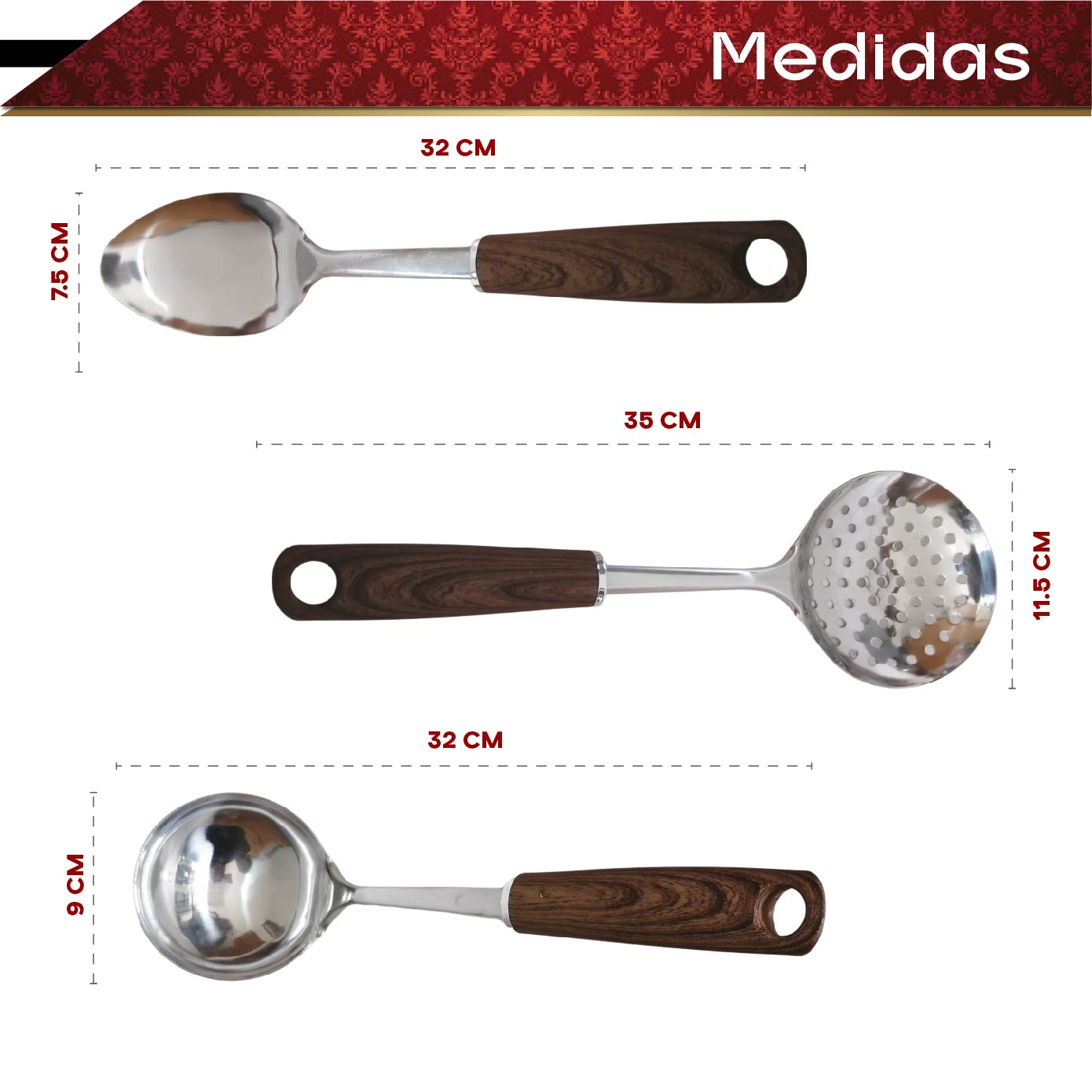 Juego de utensilios RD ROYAL COOK de acero inoxidable 7 piezas, utensilios de cocina de acero antiadherentes 
