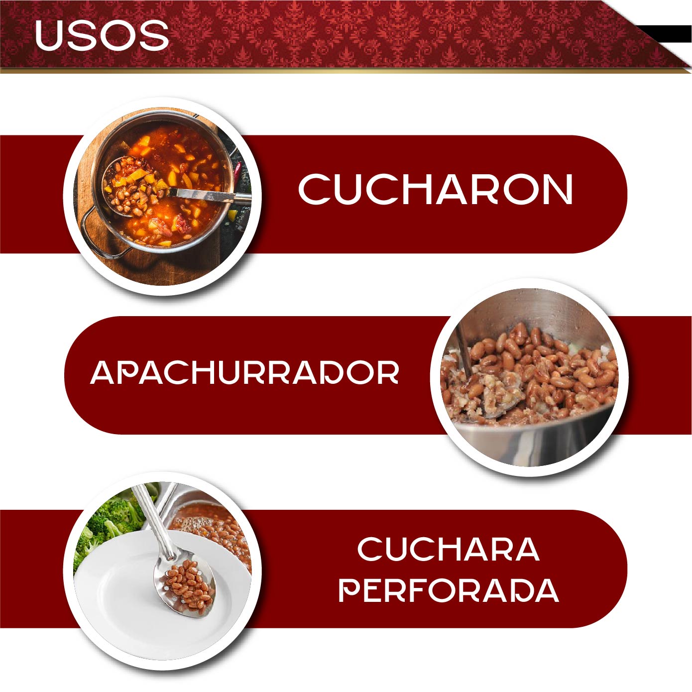 Juego de utensilios RD ROYAL COOK de acero inoxidable 7 piezas, utensilios de cocina de acero antiadherentes 