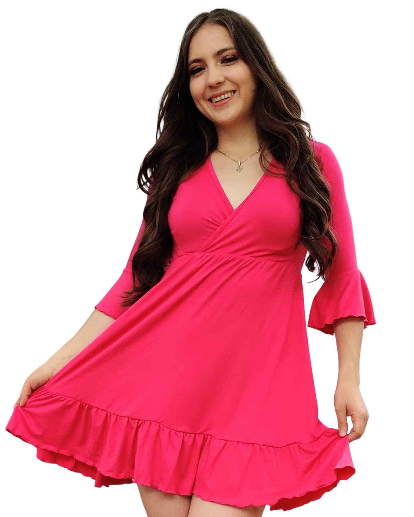 Vestido España corto escote cruzado V olanes curvy playa