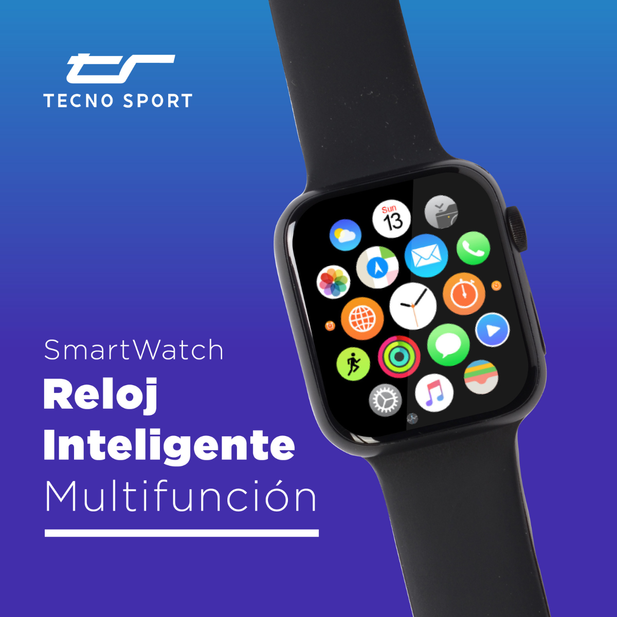 Reloj Inteligente Smart Watch Negro Unisex Versátil