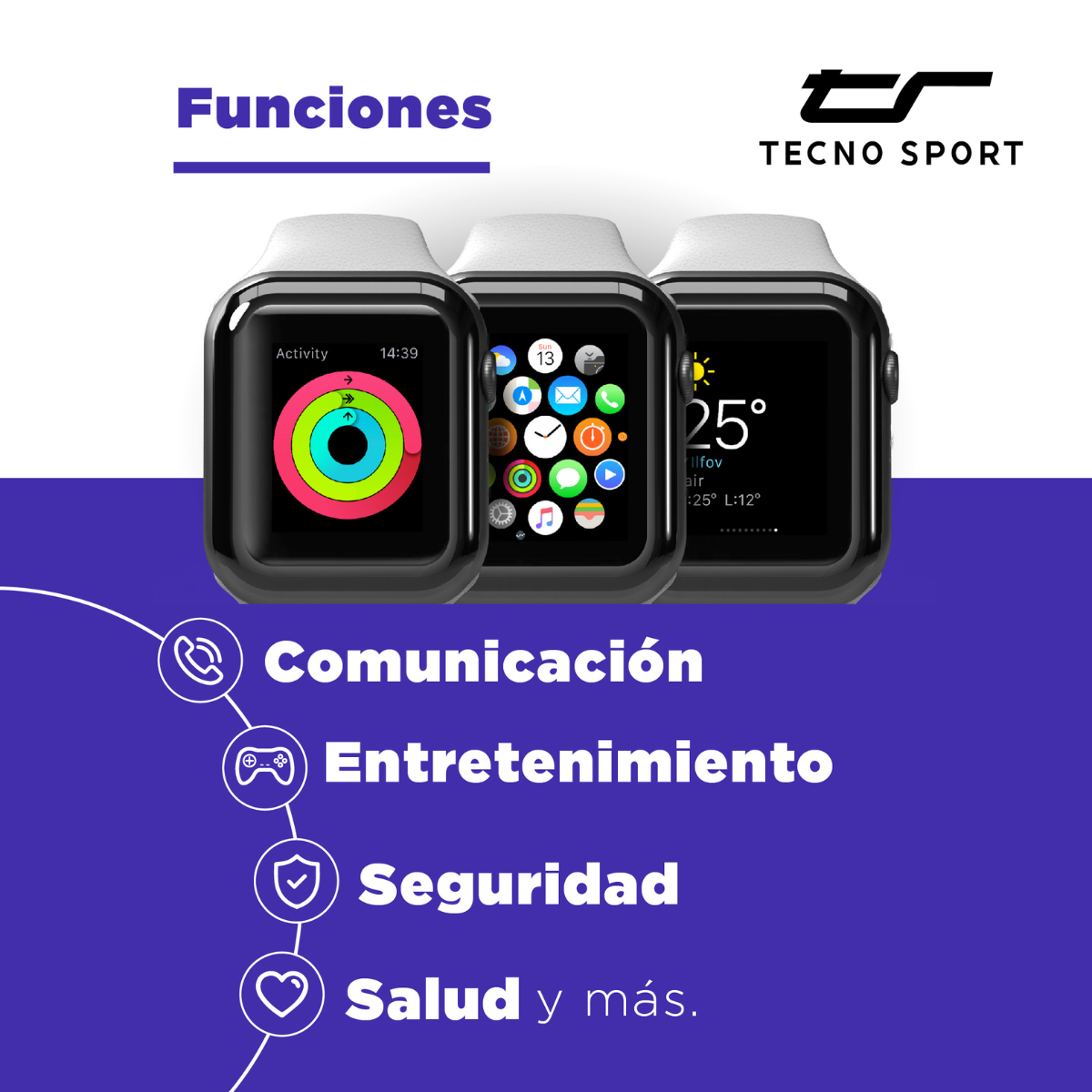 Reloj Inteligente Smart Watch Negro Unisex Versátil