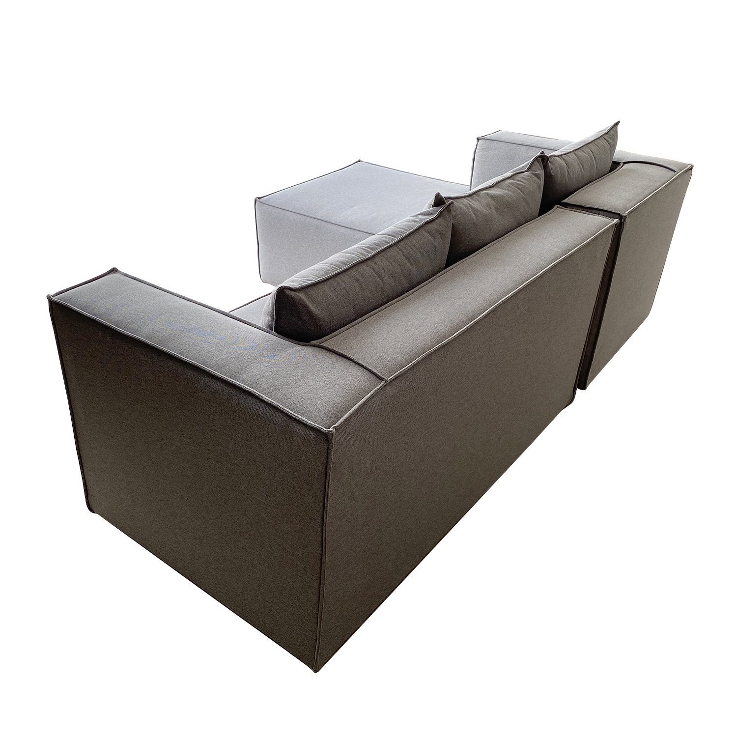 SALA ESQUINERA MODELO DUFFLE CON CHAISE IZQUIERDO COLOR GRIS MEDIO