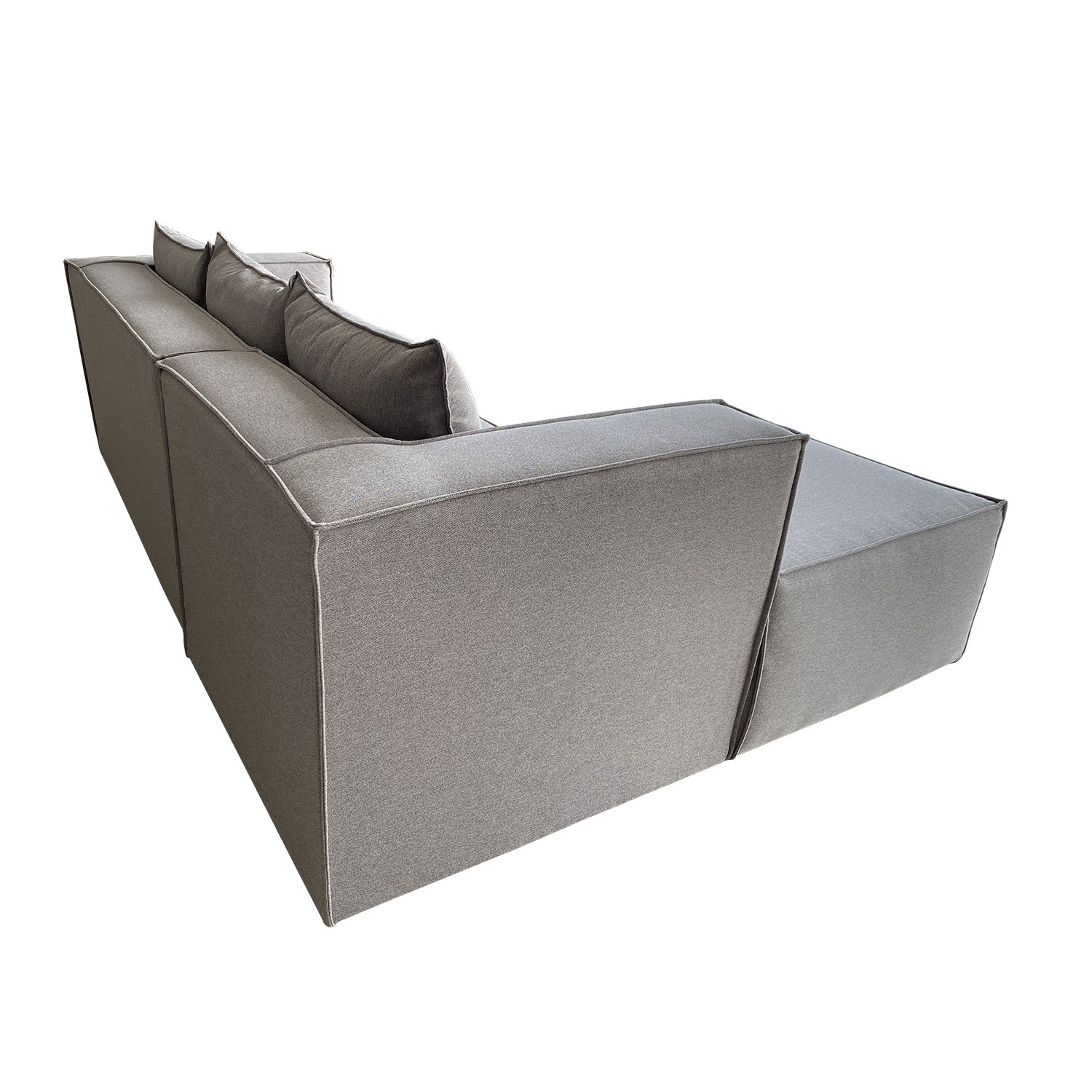 SALA ESQUINERA MODELO DUFFLE CON CHAISE IZQUIERDO COLOR GRIS MEDIO