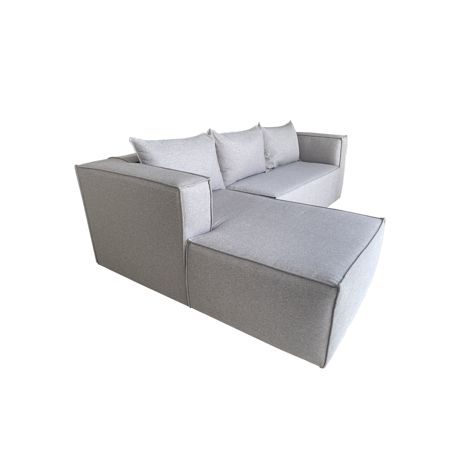 SALA ESQUINERA MODELO DUFFLE CON CHAISE IZQUIERDO COLOR GRIS MEDIO