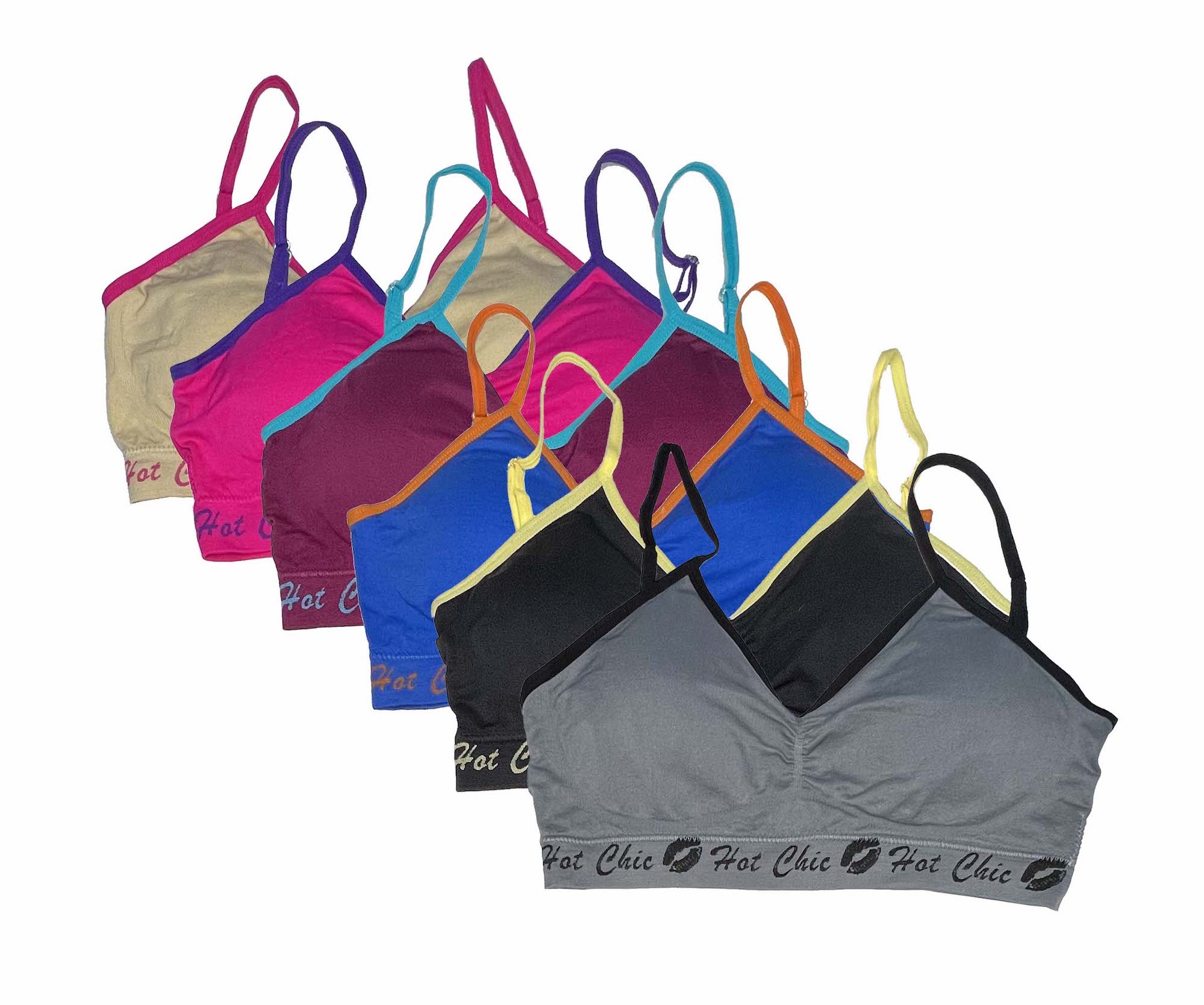 Pack de 6 Brasier Top Deportivo Licra Dama Con Esponja Tatys Fashion Pack Incluye 6 Diferentes Colores
