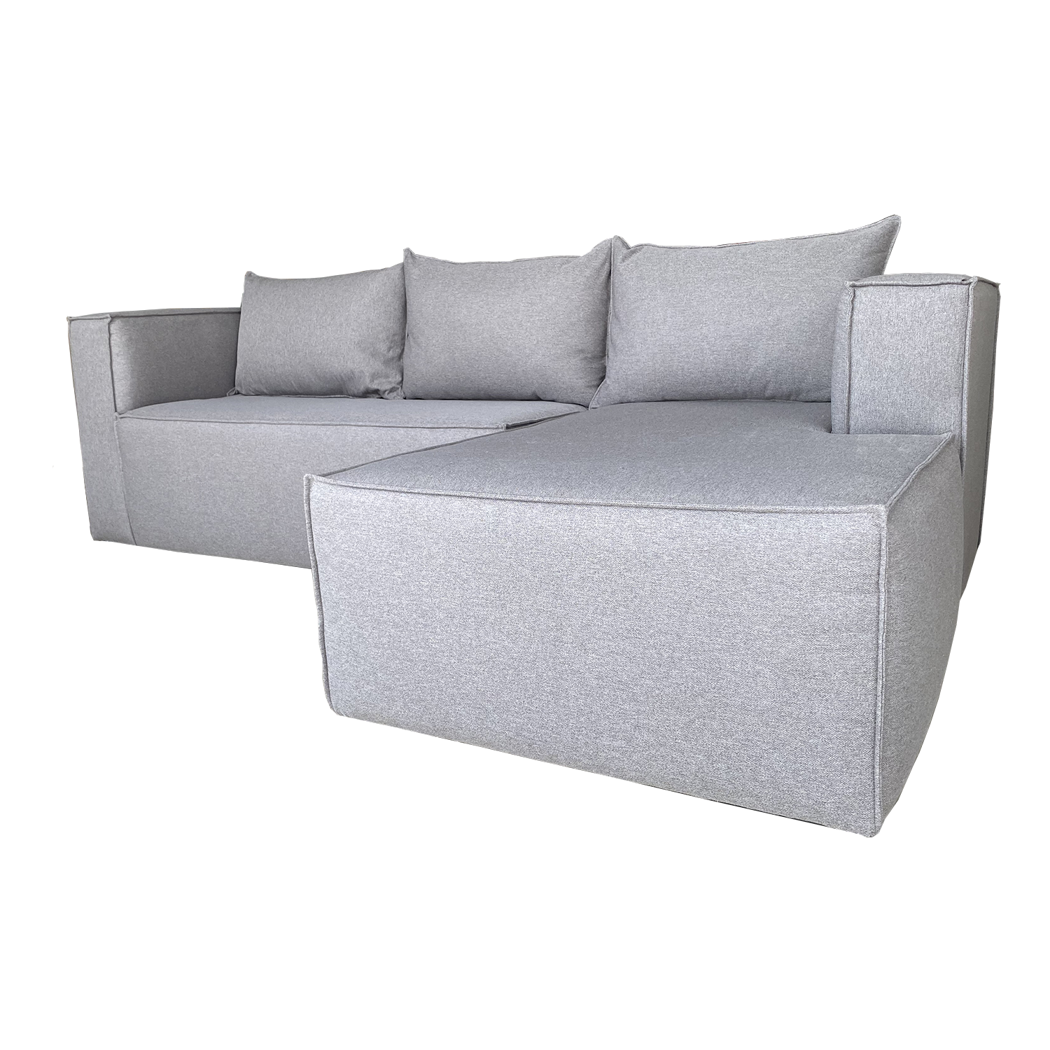 SALA ESQUINERA MODELO DUFFLE CON CHAISE DERECHO COLOR GRIS MEDIO