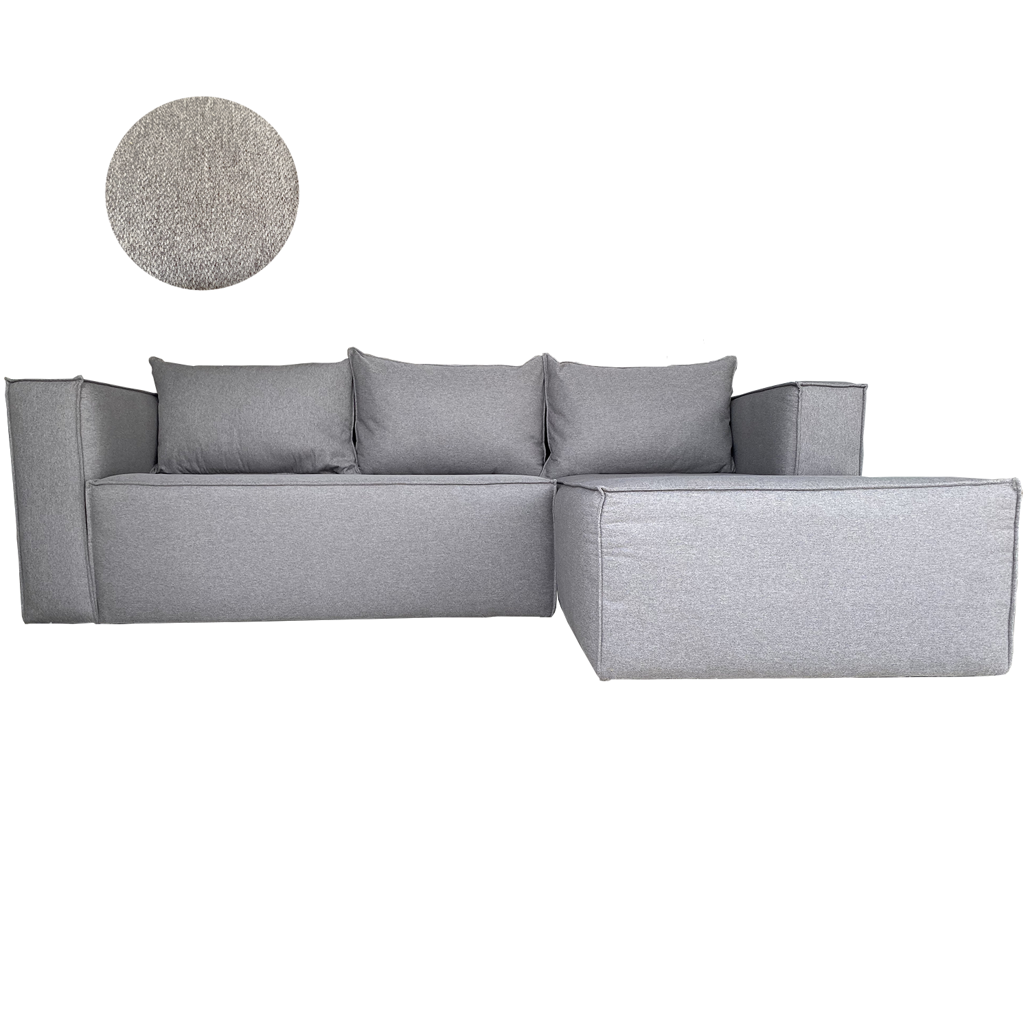 SALA ESQUINERA MODELO DUFFLE CON CHAISE DERECHO COLOR GRIS MEDIO