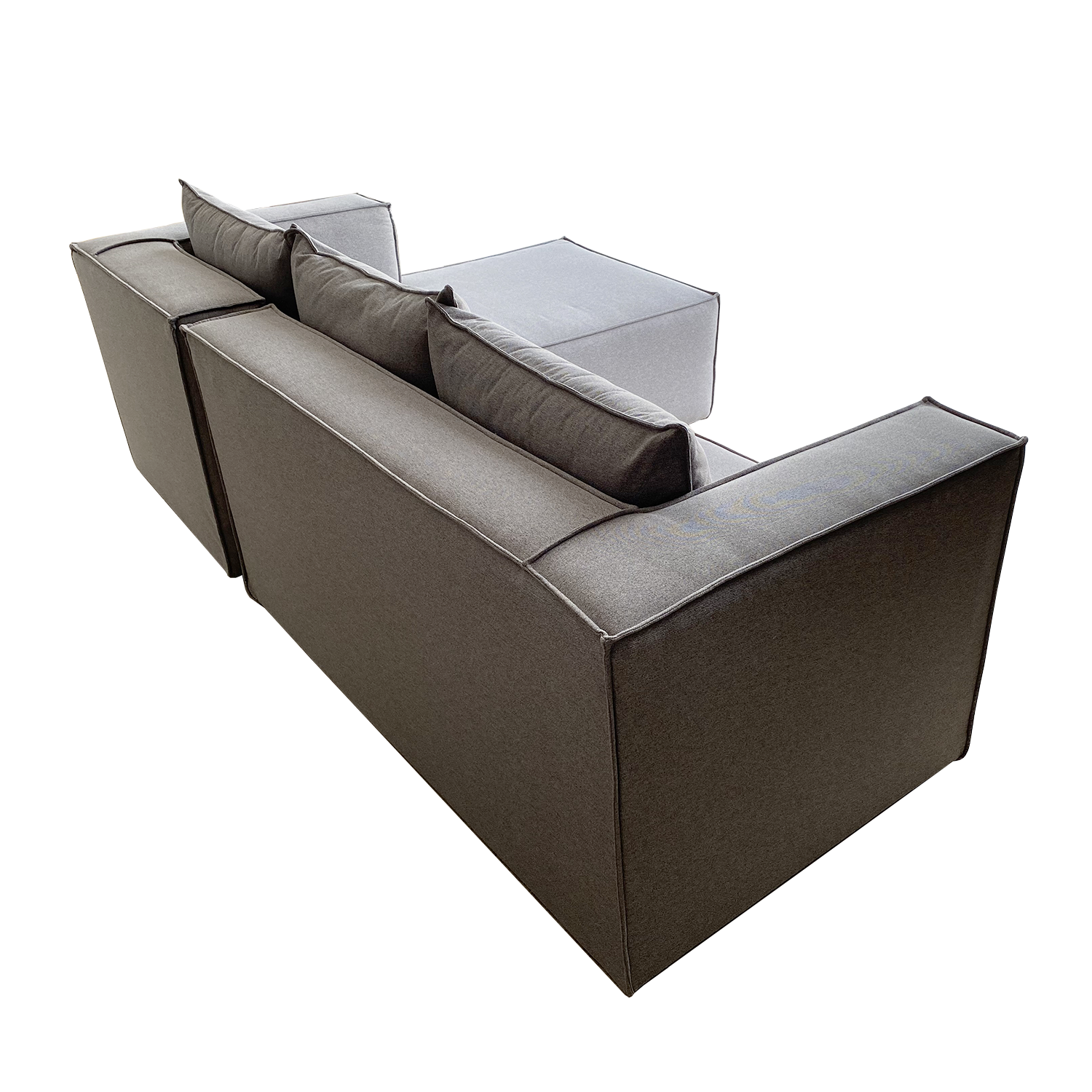 SALA ESQUINERA MODELO DUFFLE CON CHAISE DERECHO COLOR GRIS MEDIO