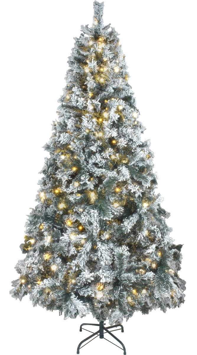 Arbol Navidad Nevado 180 Cm Frondoso 600 Ramas Luces Led