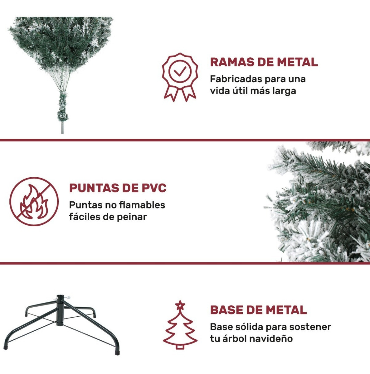 Arbol Navidad Nevado 180 Cm Frondoso 600 Ramas Luces Led