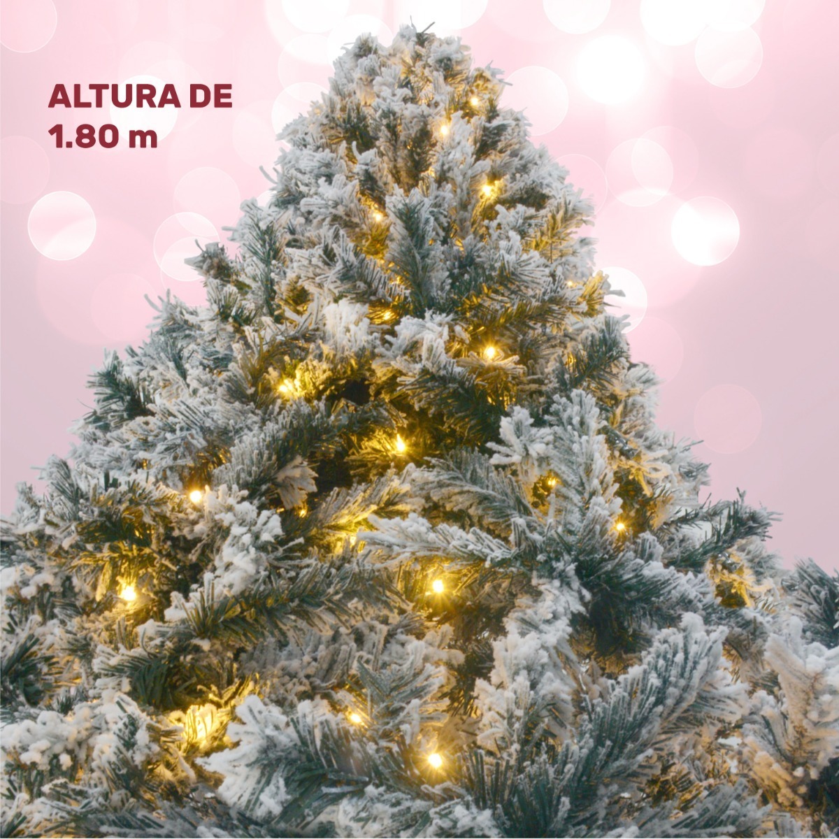 Arbol Navidad Nevado 180 Cm Frondoso 600 Ramas Luces Led