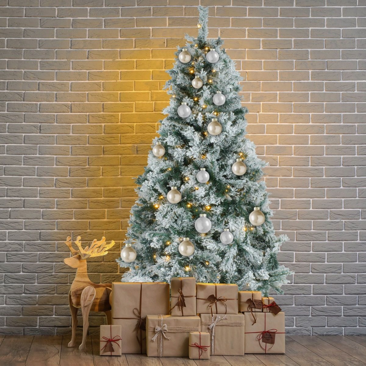Arbol Navidad Nevado 180 Cm Frondoso 600 Ramas Luces Led