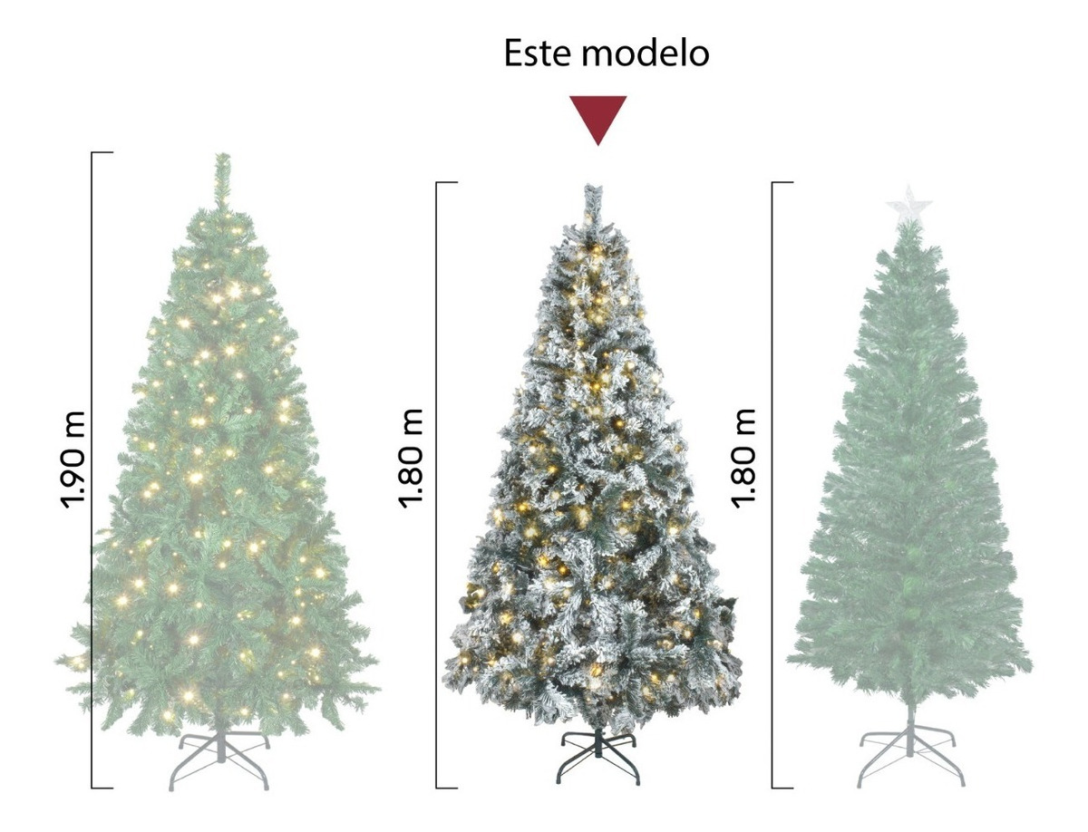 Arbol Navidad Nevado 180 Cm Frondoso 600 Ramas Luces Led
